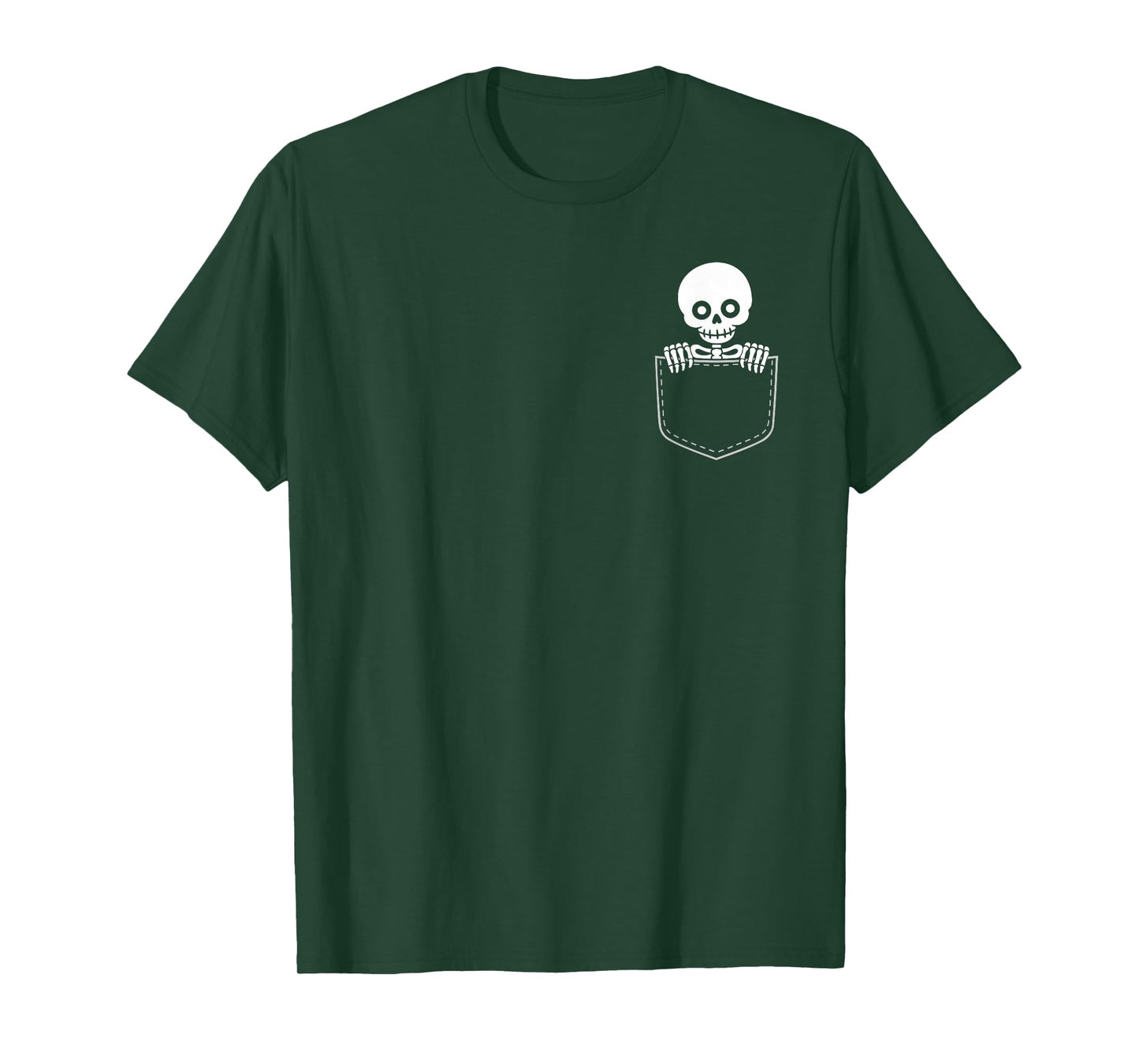 Halloween Pocket Skeleton Peeking Minimalist T-Shirt