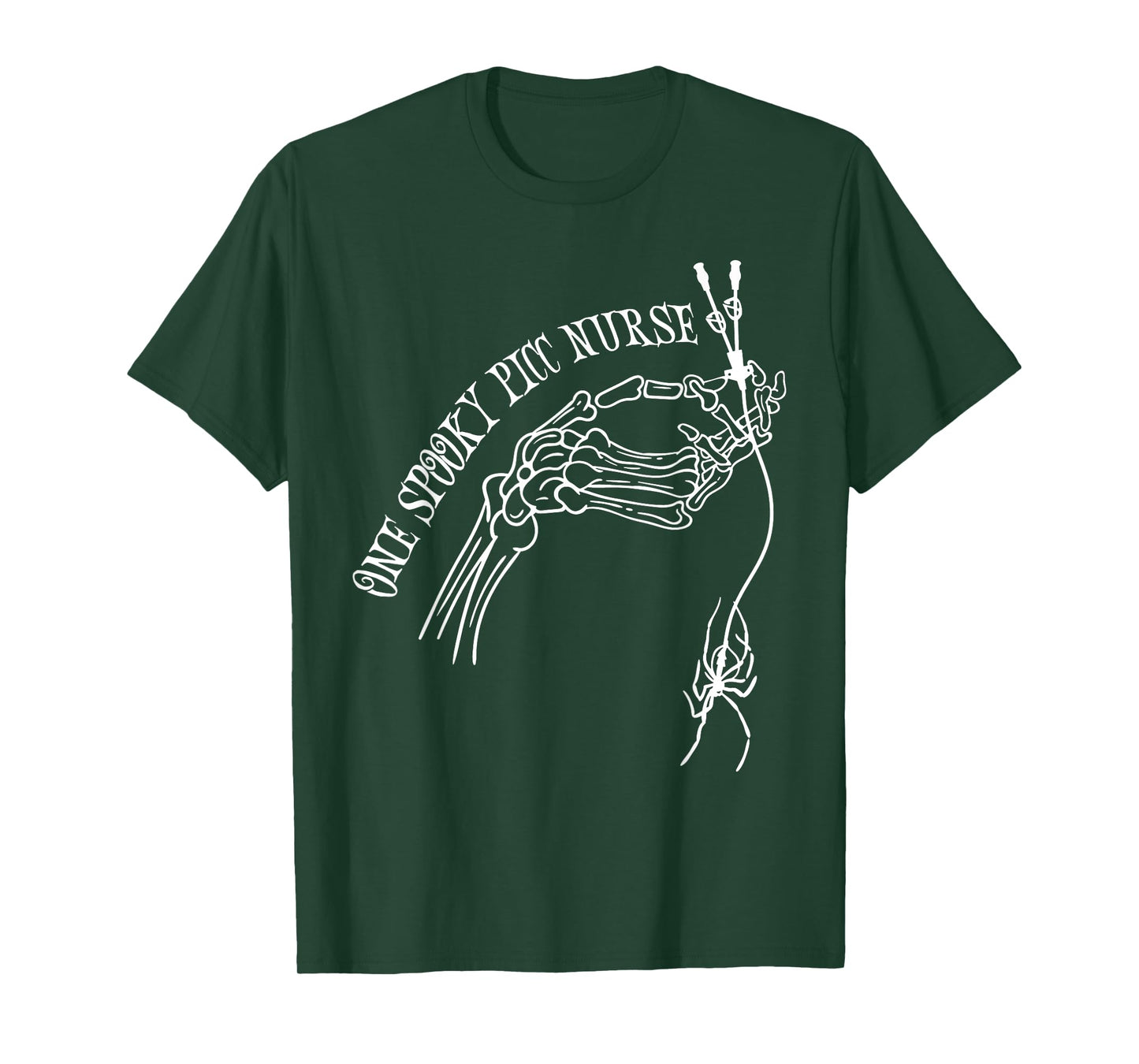 One Spooky PICC Nurse Skeleton Hand Spider Halloween T-Shirt