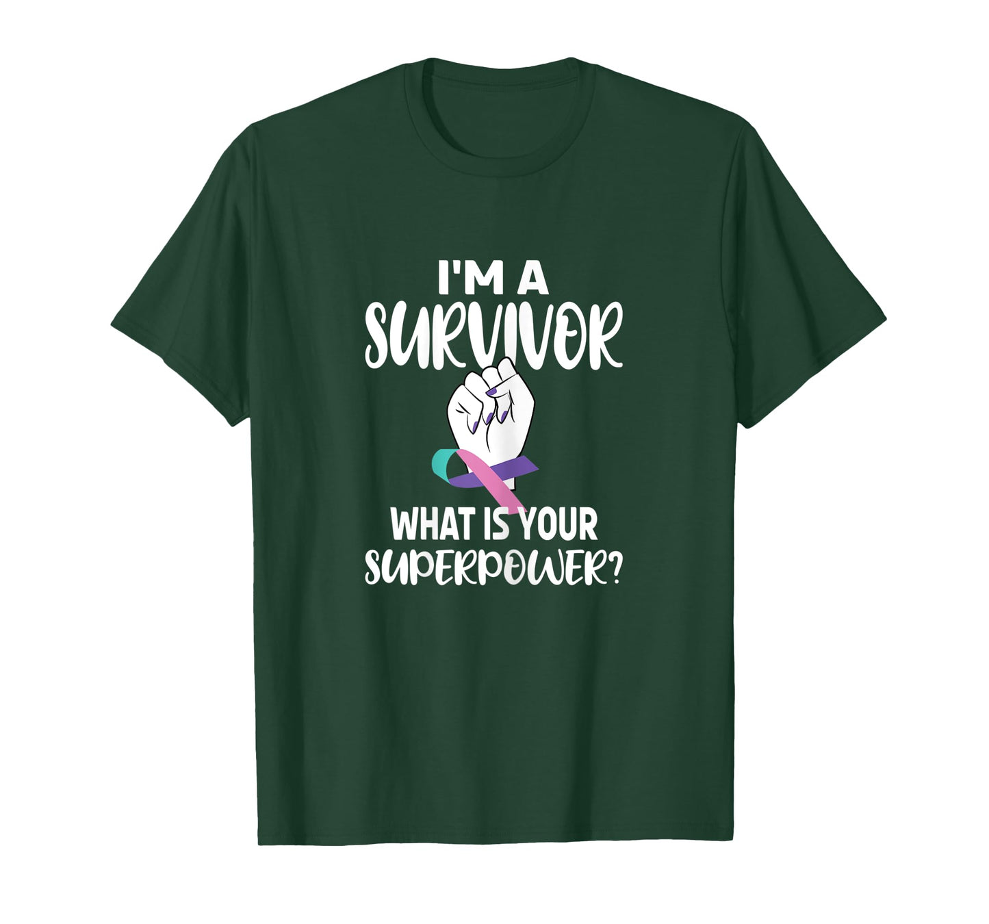 Womens I'm A Survivor Cancer Ribbon Thyroid Cancer Awareness T-Shirt