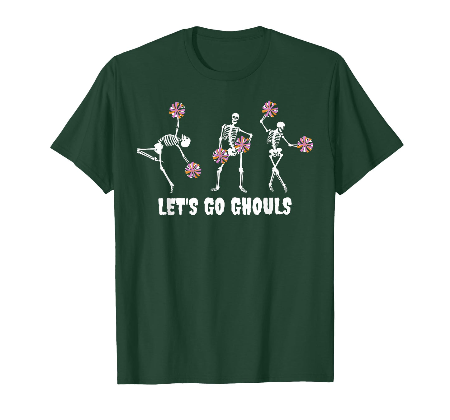 Lets Go Ghouls Skeleton Cheerleader Halloween Cheer Mom T-Shirt