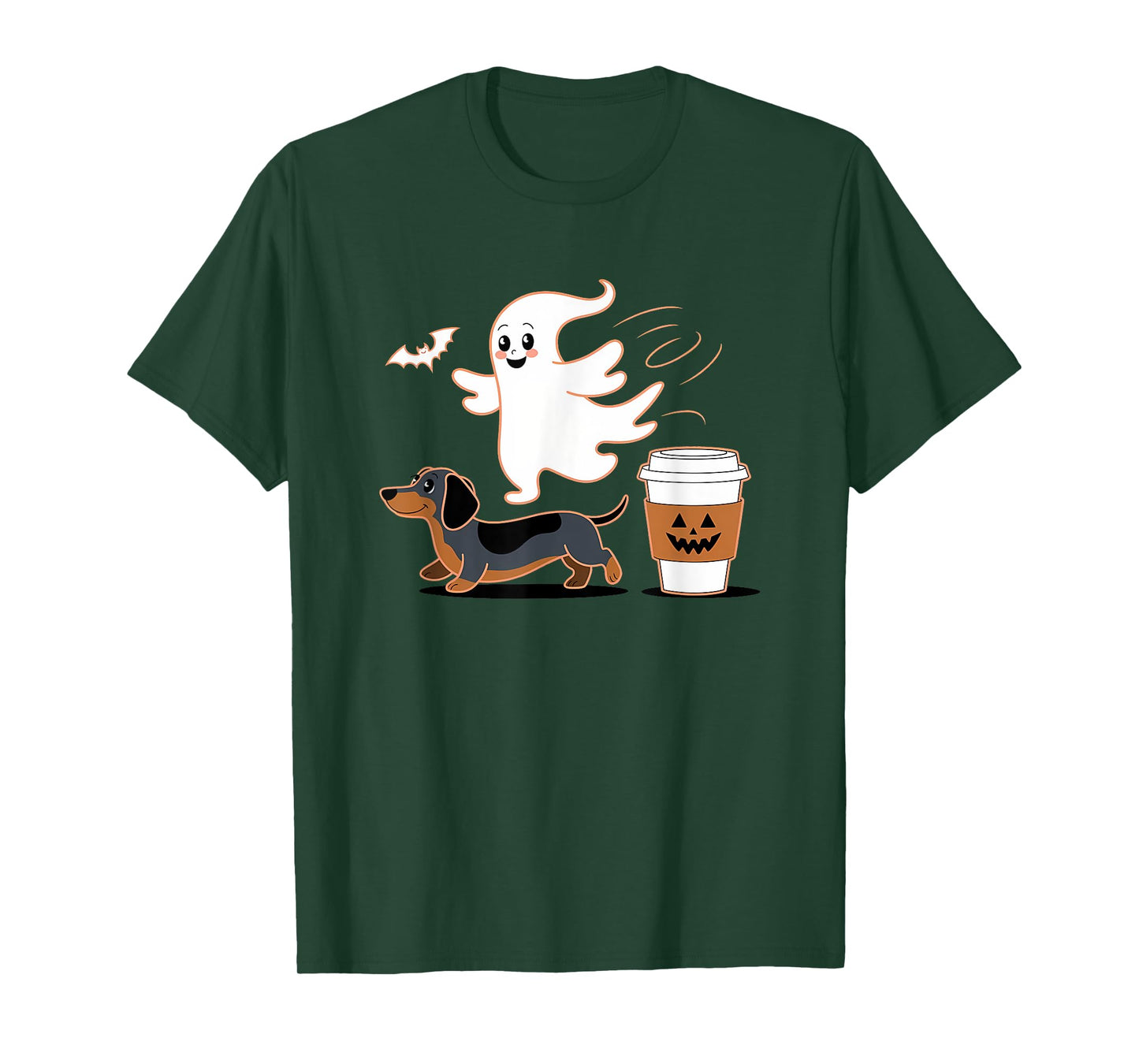 Ghost Dachshund Halloween Spooky Season Weenie Dog Funny T-Shirt
