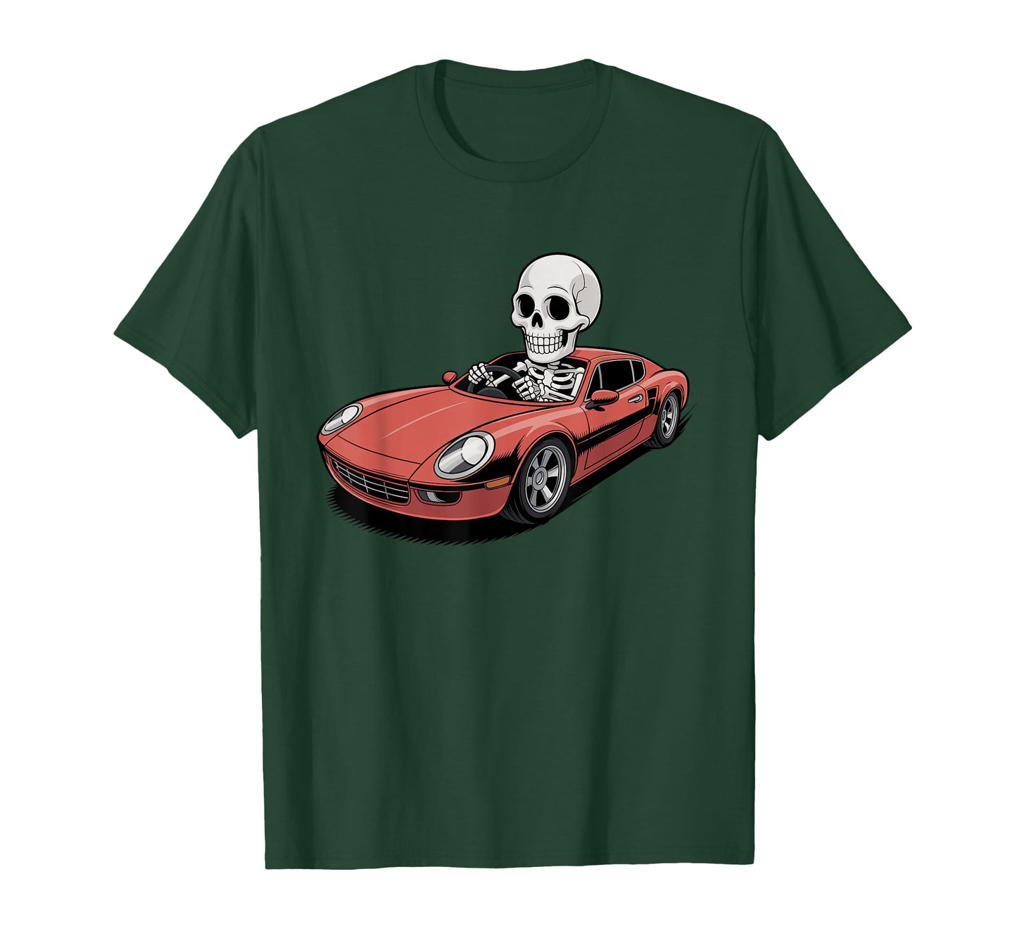 Halloween Skeleton Driving Sport Car Trick or Treat Spooky T-Shirt