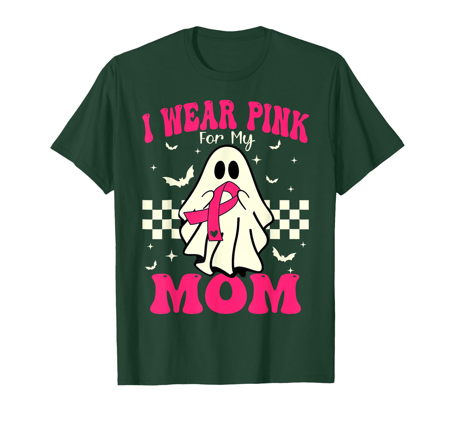 I Wear Pink for My Mom Ghost Halloween Breast Cancer T-Shirt