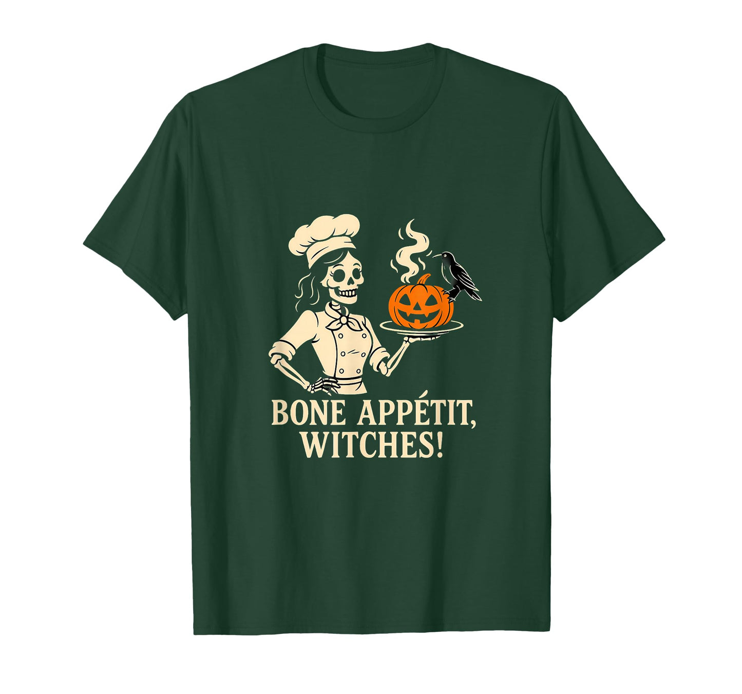 Bone Appétit Witches Halloween Skeleton Chef Costume T-Shirt
