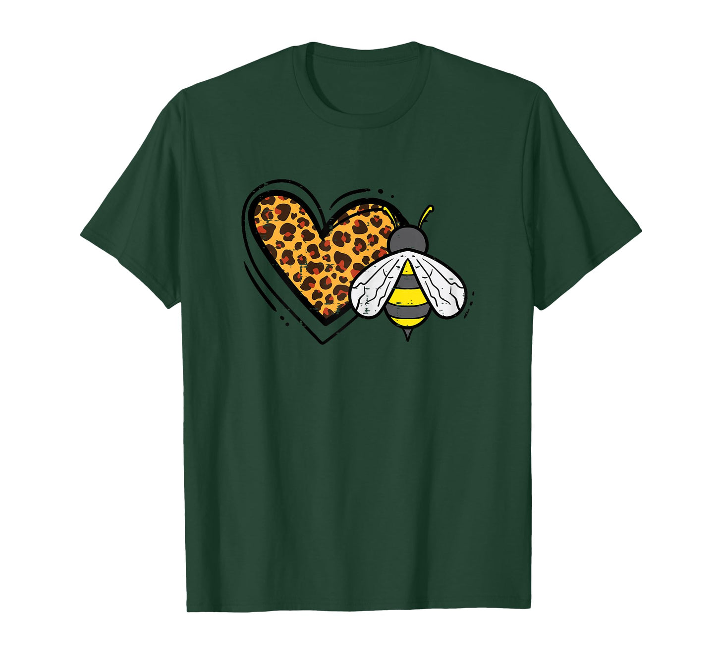Leopard Print Heart Bee Cute Love Bumblebee Men Women Kids T-Shirt