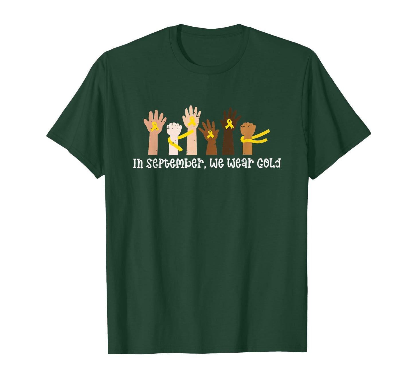 in September We Wear Gold Childhood Cancer Awareness Month T-Shirt