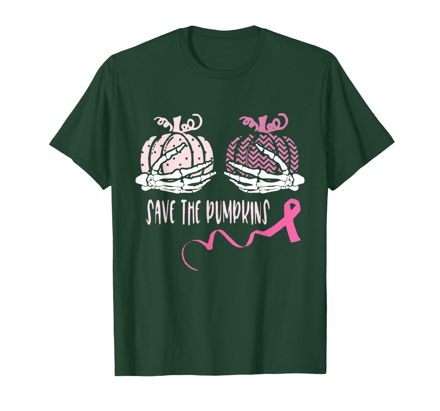 Skeleton Hand Breast Cancer Awareness Save The Pumpkins Boob T-Shirt