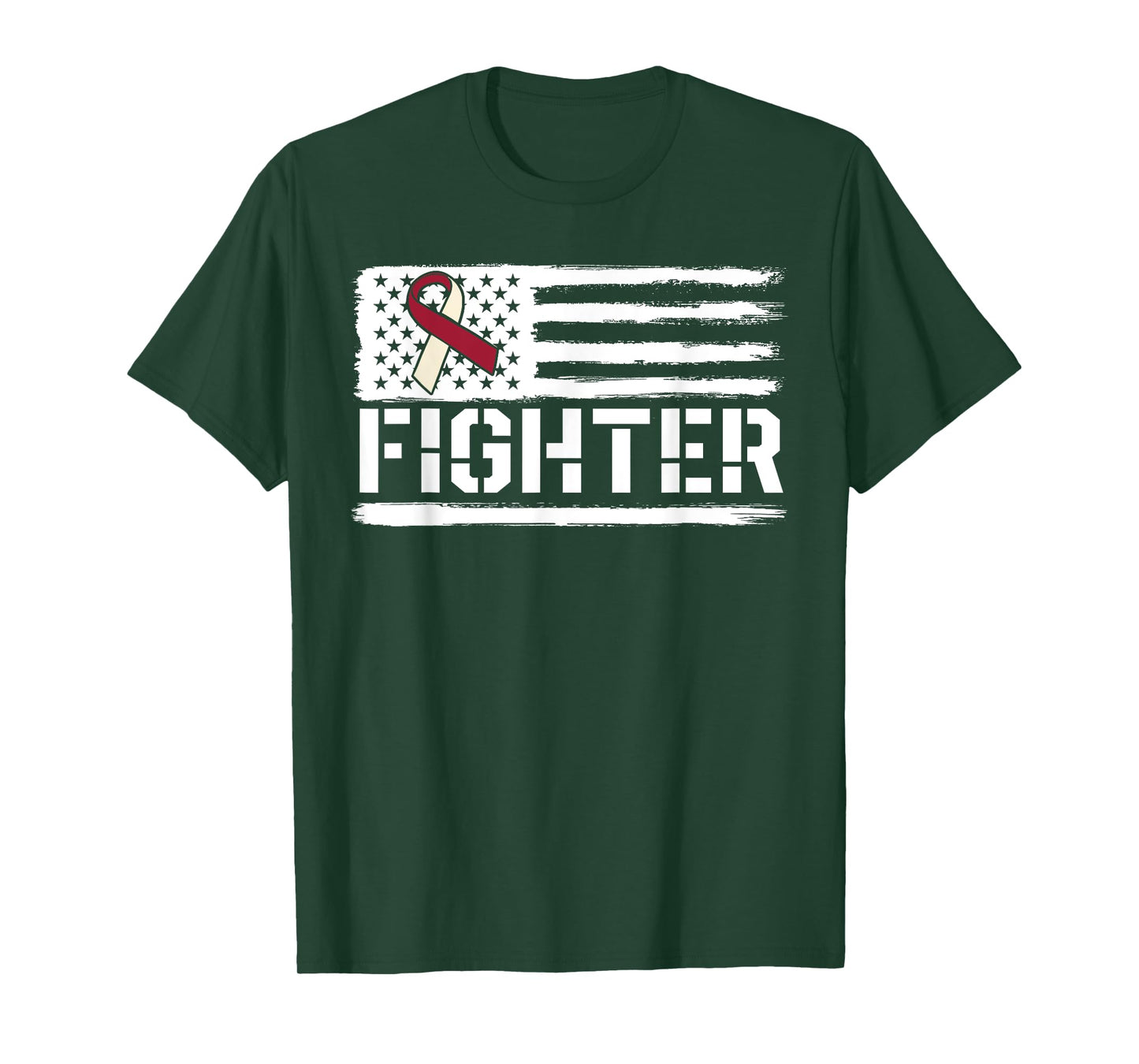 Oral Cancer Awareness Throat Head Neck Fighter American Flag T-Shirt