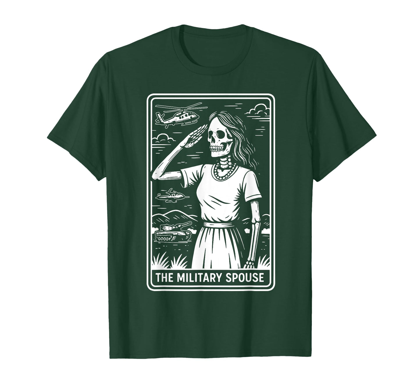 Halloween Tarot Card Military Spouse Skeleton Military Wife T-Shirt