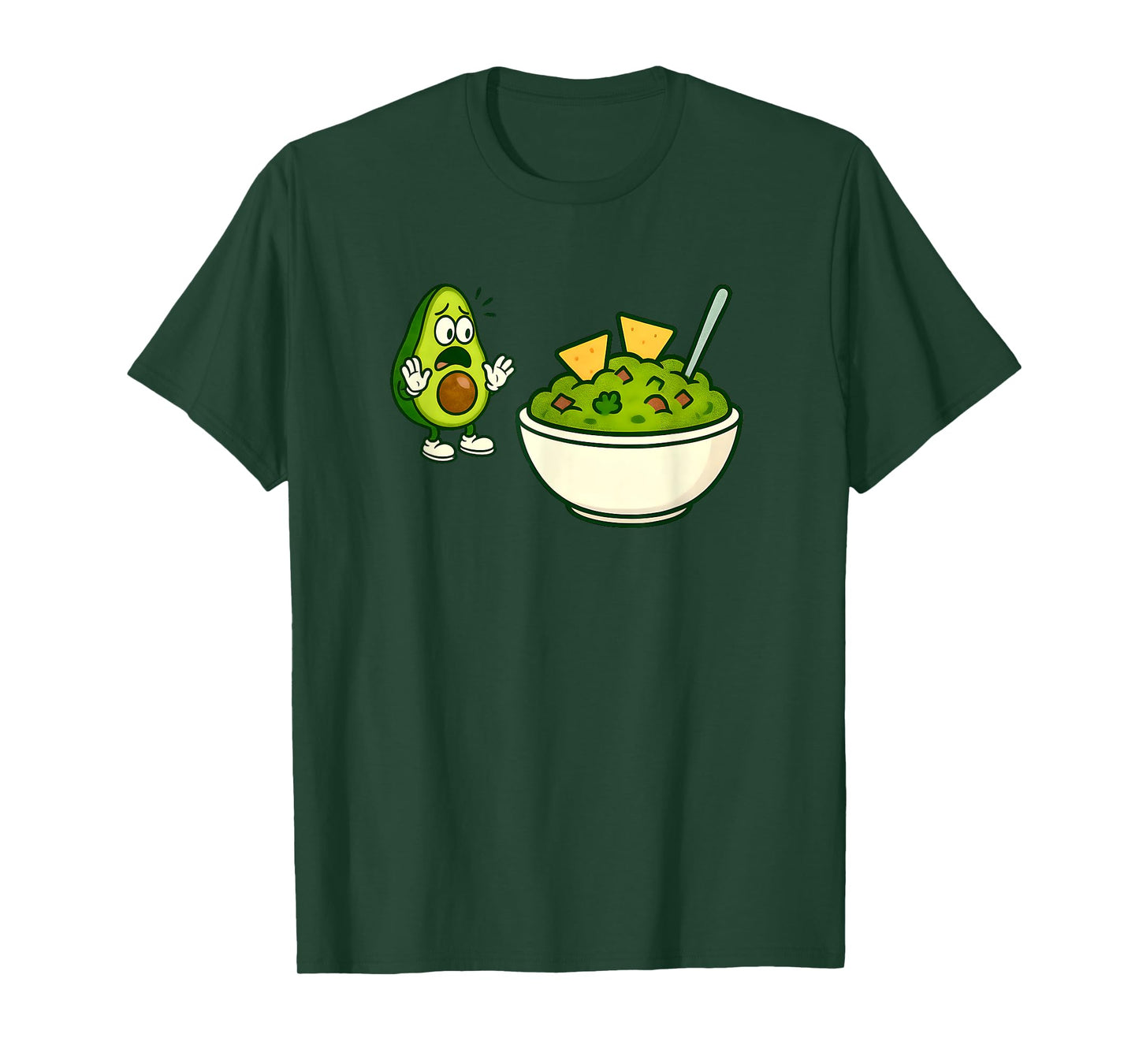 Funny Avocado Shocked by Guacamole Cartoon T-Shirt