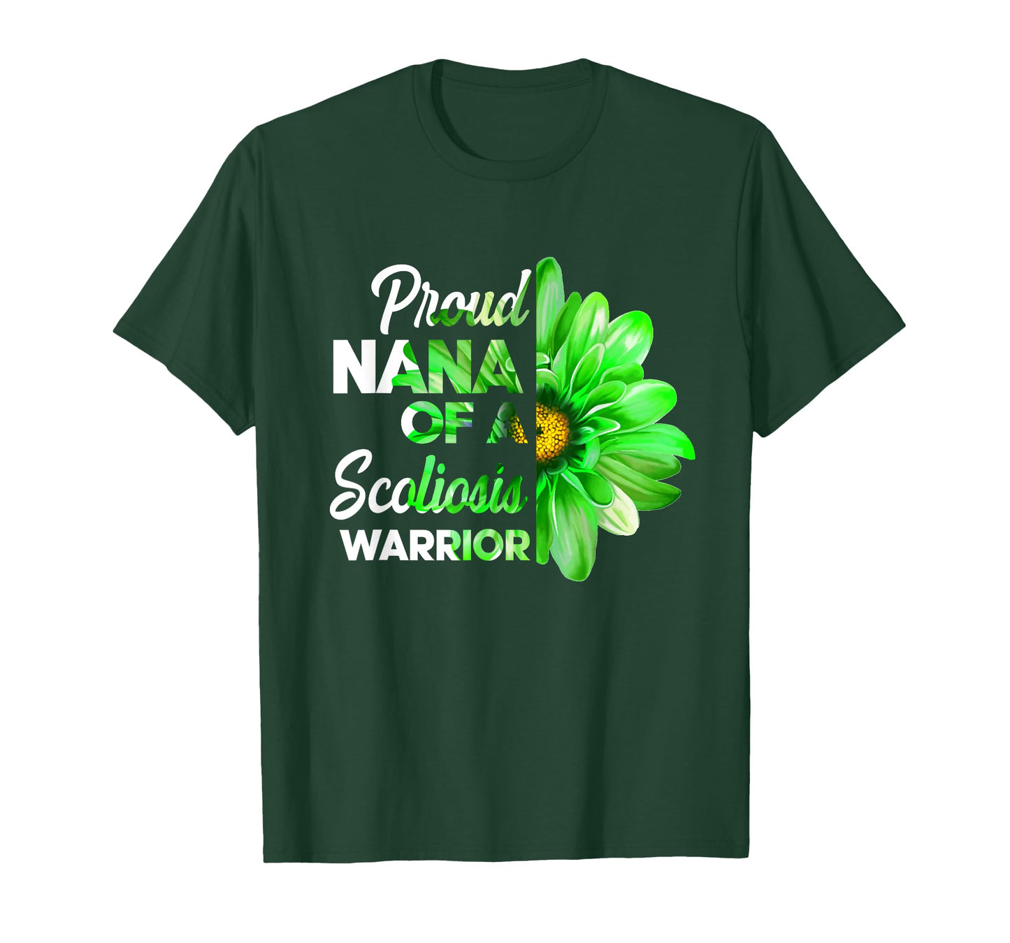 Proud Nana Of A Scoliosis Warrior Green Ribbon Awareness T-Shirt