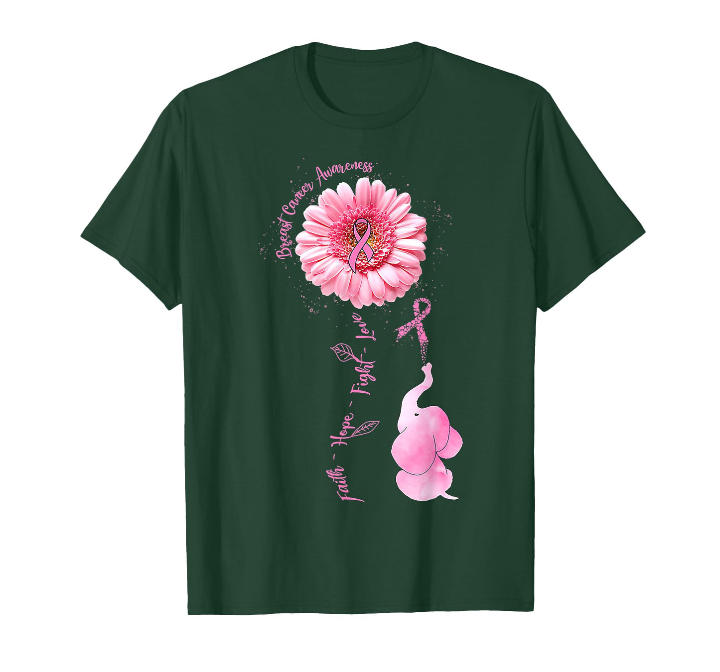 Elephant Faith Hope Love Breast Cancer Awareness Month T-Shirt