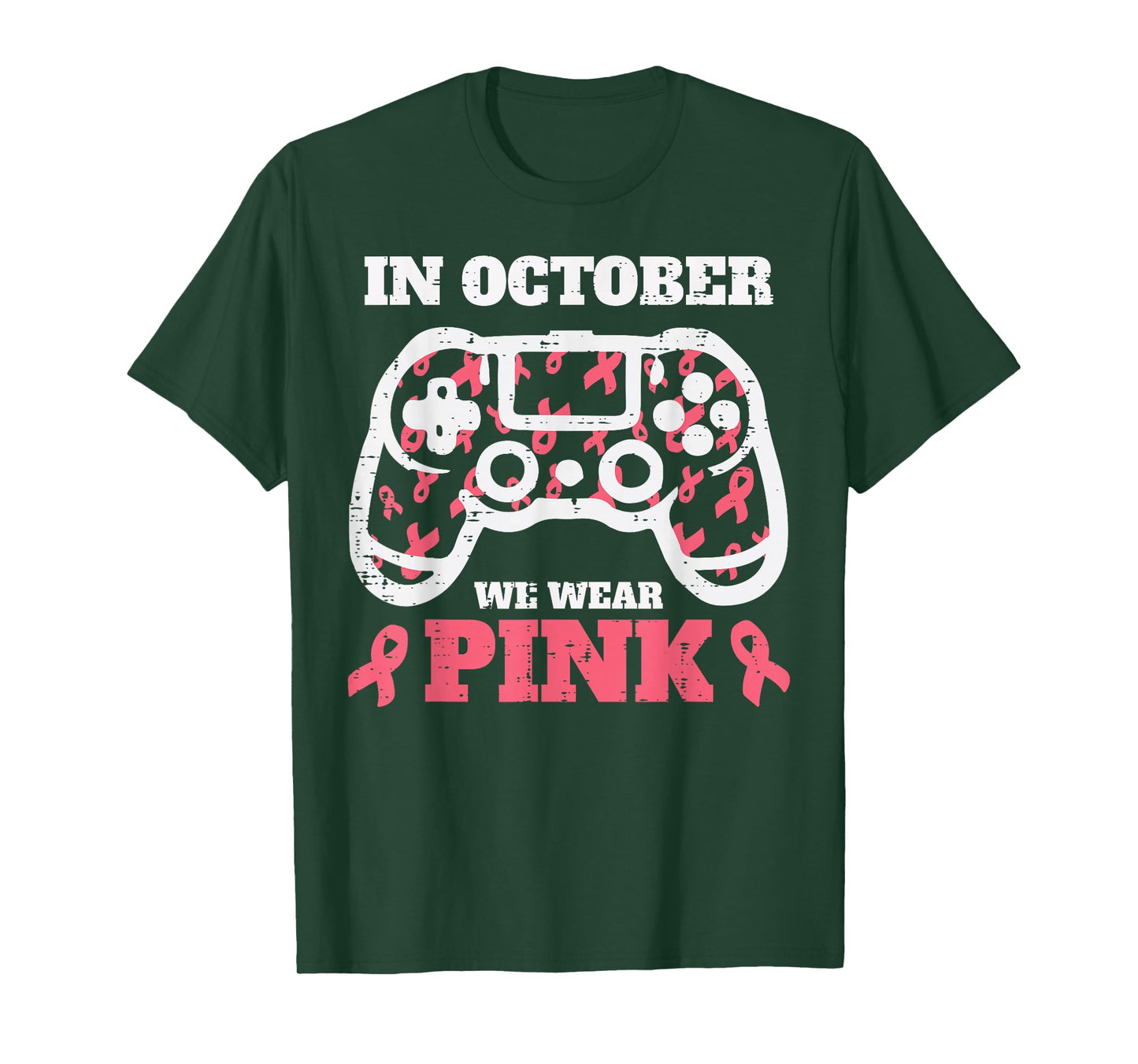Breast Cancer Gamer October Wear Pink Awareness Boys Kids T-Shirt
