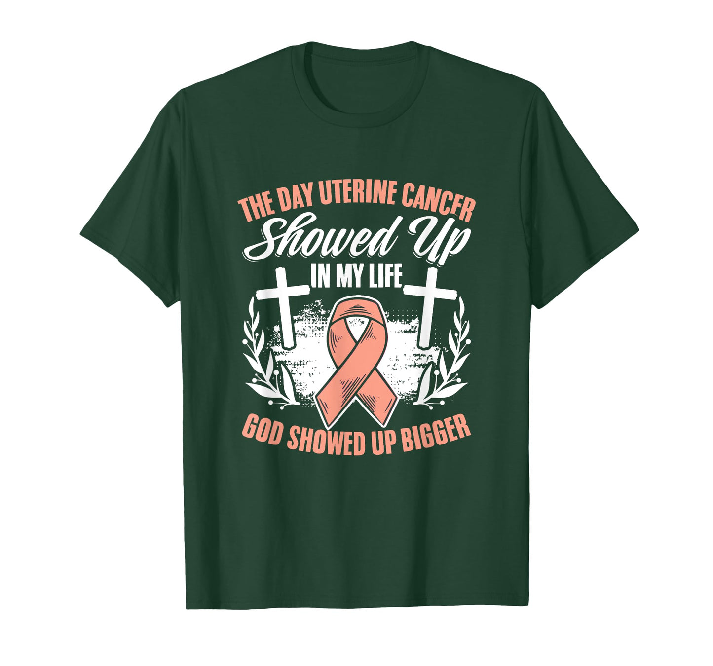 Showed Up Endometrial Cancer Uterine Cancer Awareness T-Shirt