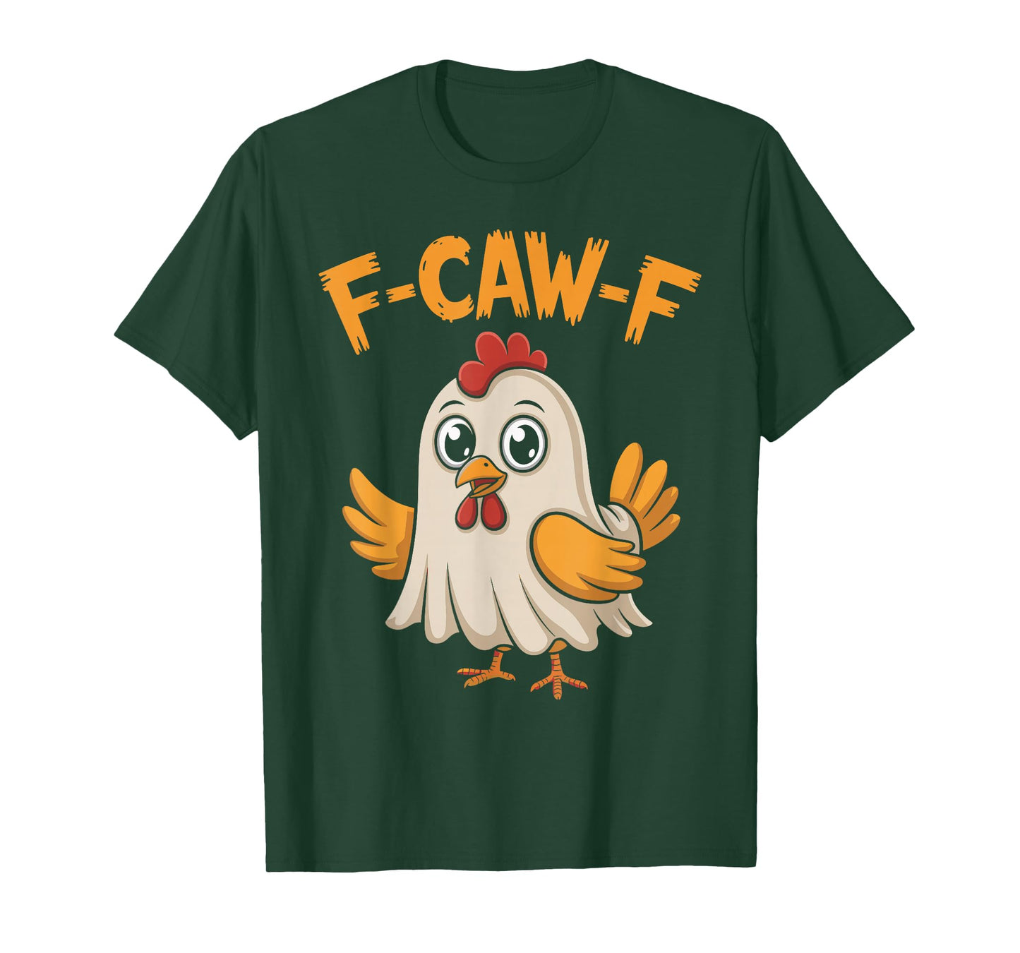 F-CAW-F Chicken Meme Funny Rooster Ghost Halloween T-Shirt