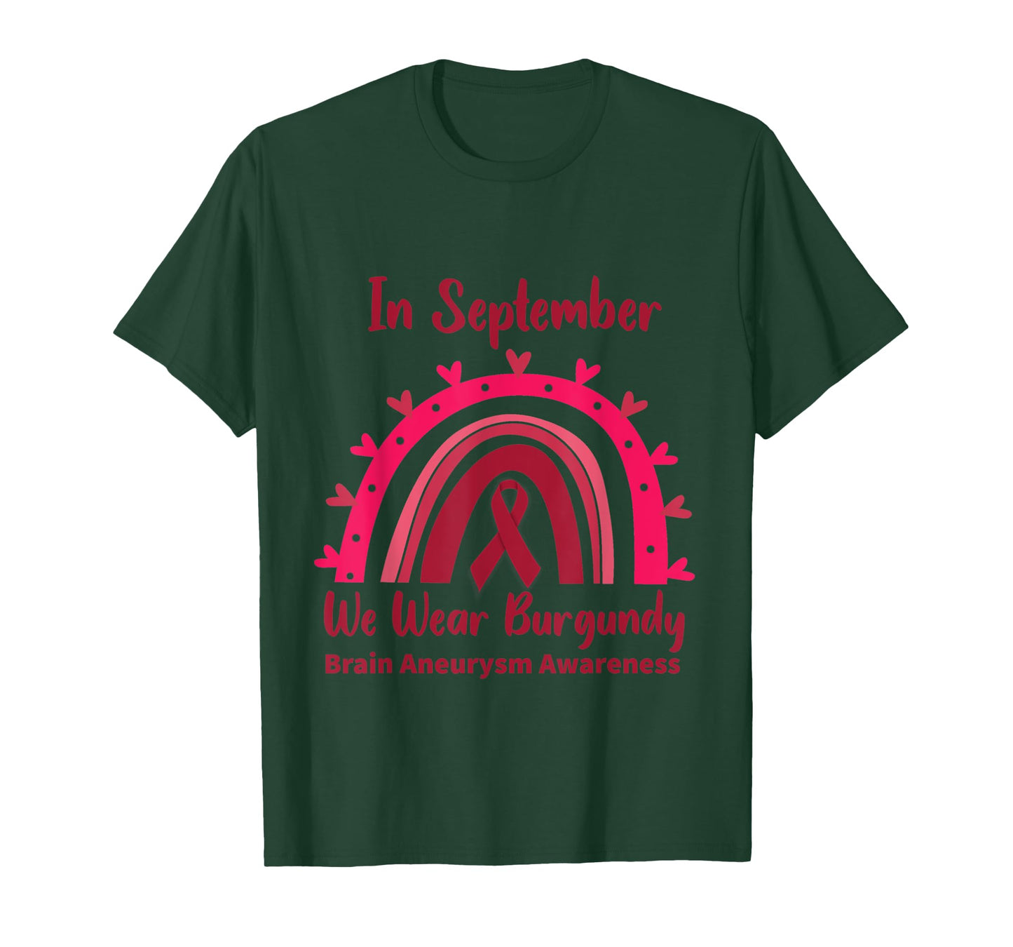 In September We Wear Burgundy Brain Aneurysm Awareness T-Shirt