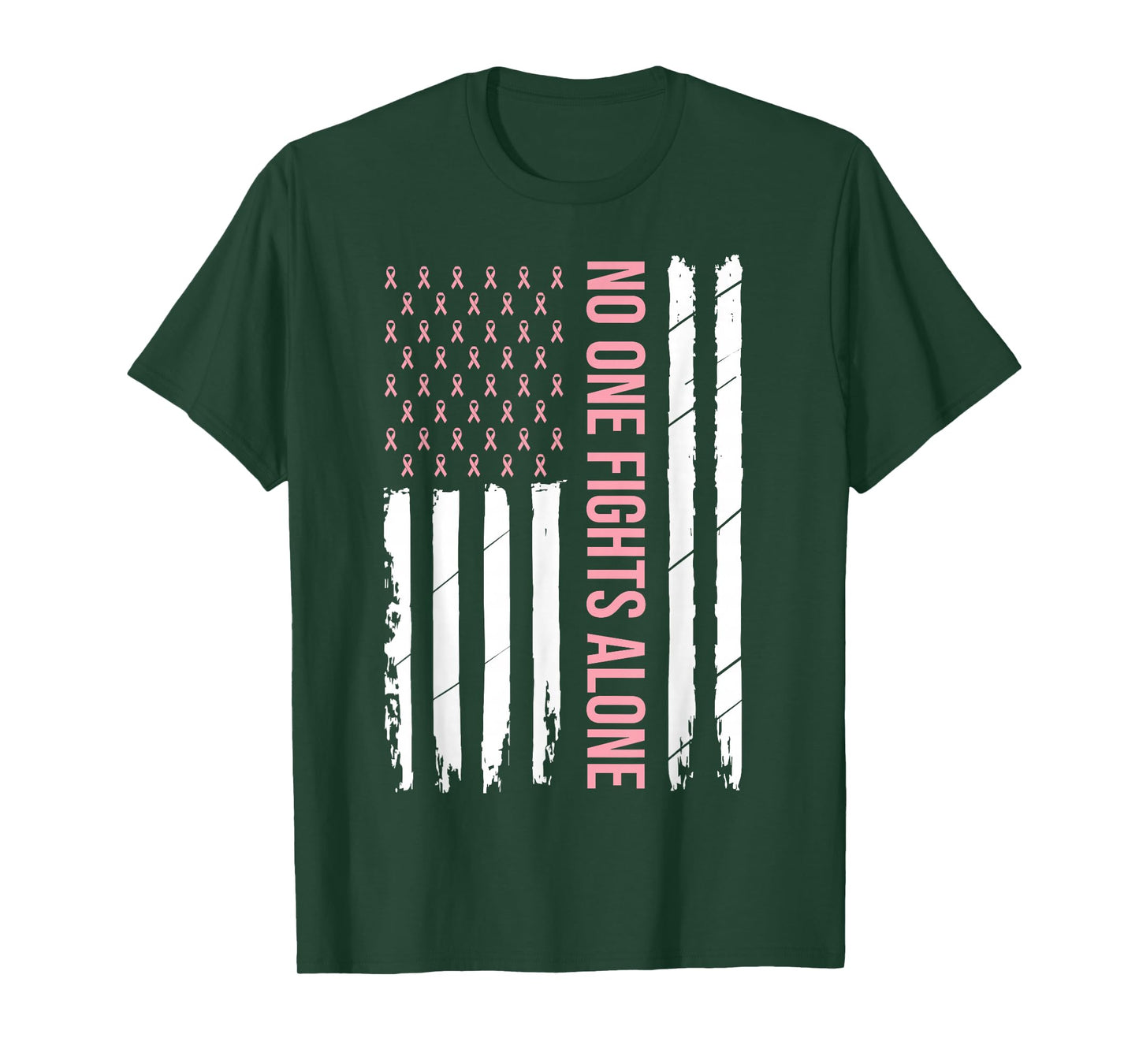 Breast Cancer Awareness Pink Ribbon USA American Flag Men T-Shirt
