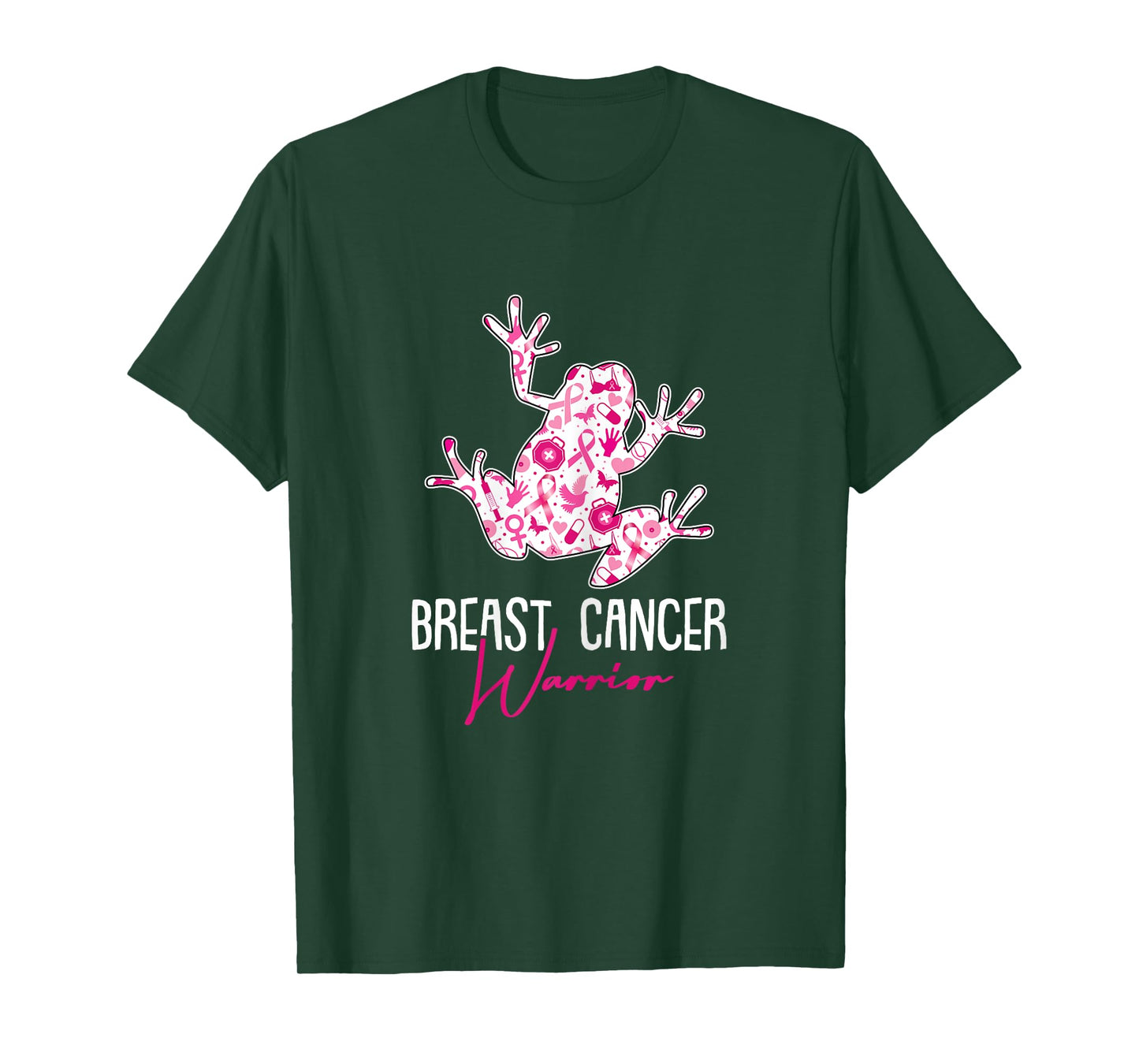 Breast Cancer Warrior Awareness Ribbon Frog Lover Survivor T-Shirt