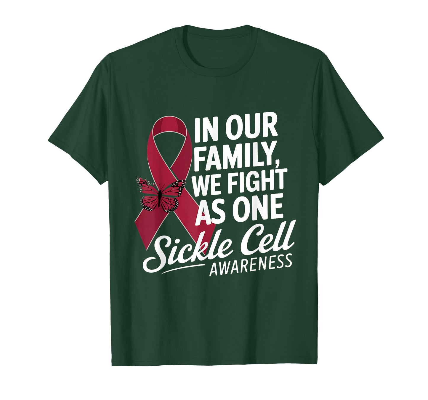 Sickle Cell Awareness Burgundy Ribbon We FIght As One T-Shirt