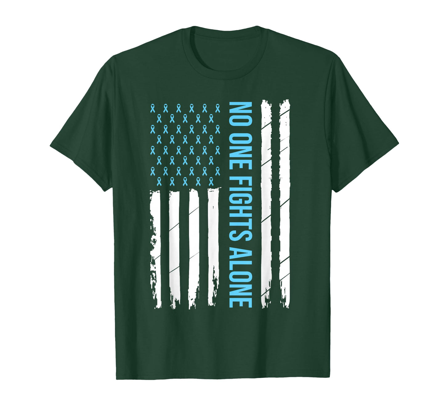 USA Prostate Cancer Awareness Light Blue Ribbon Survivor T-Shirt
