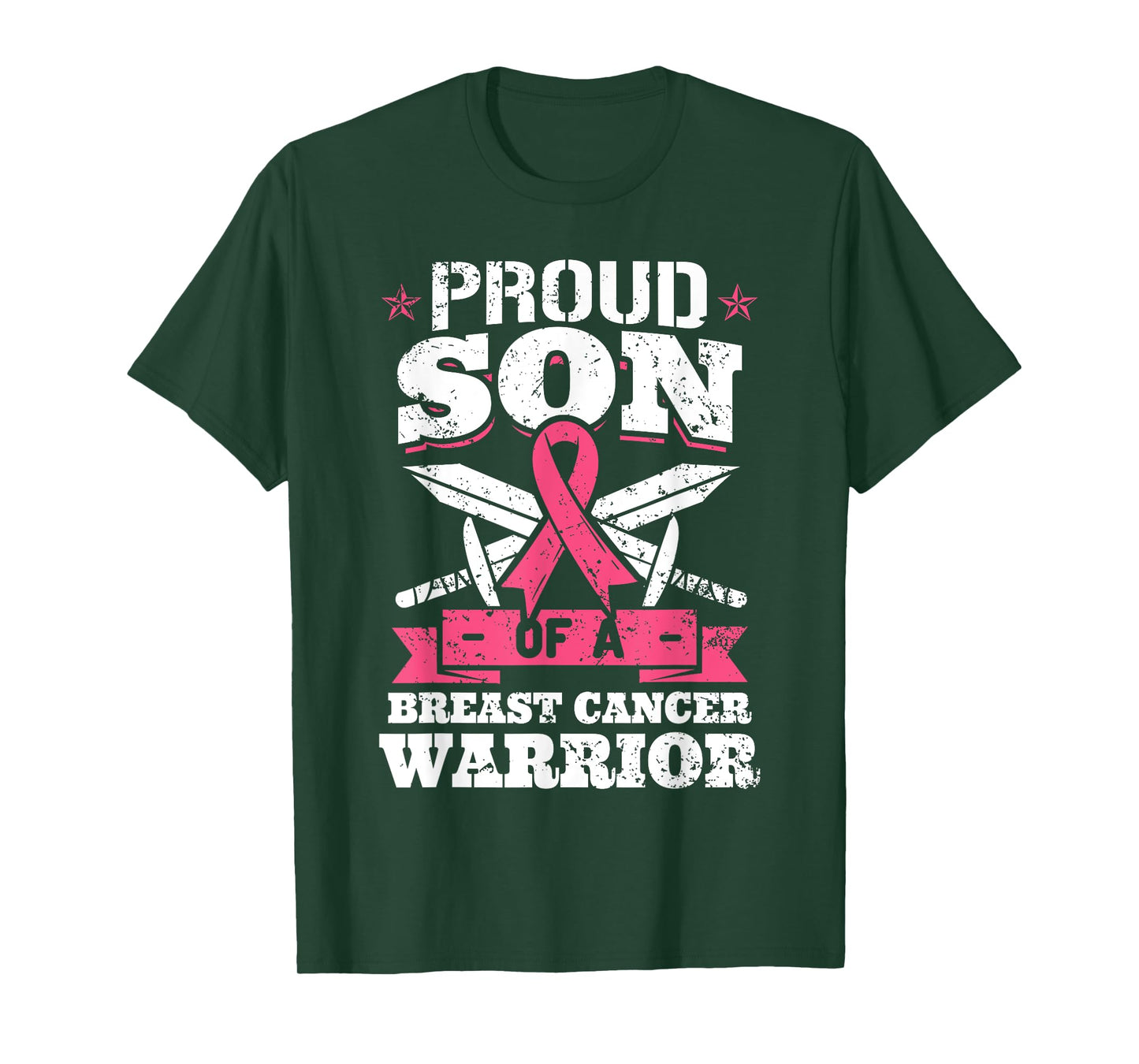 Proud Son Of Breast Cancer Warrior Pink Awareness Ribbon T-Shirt