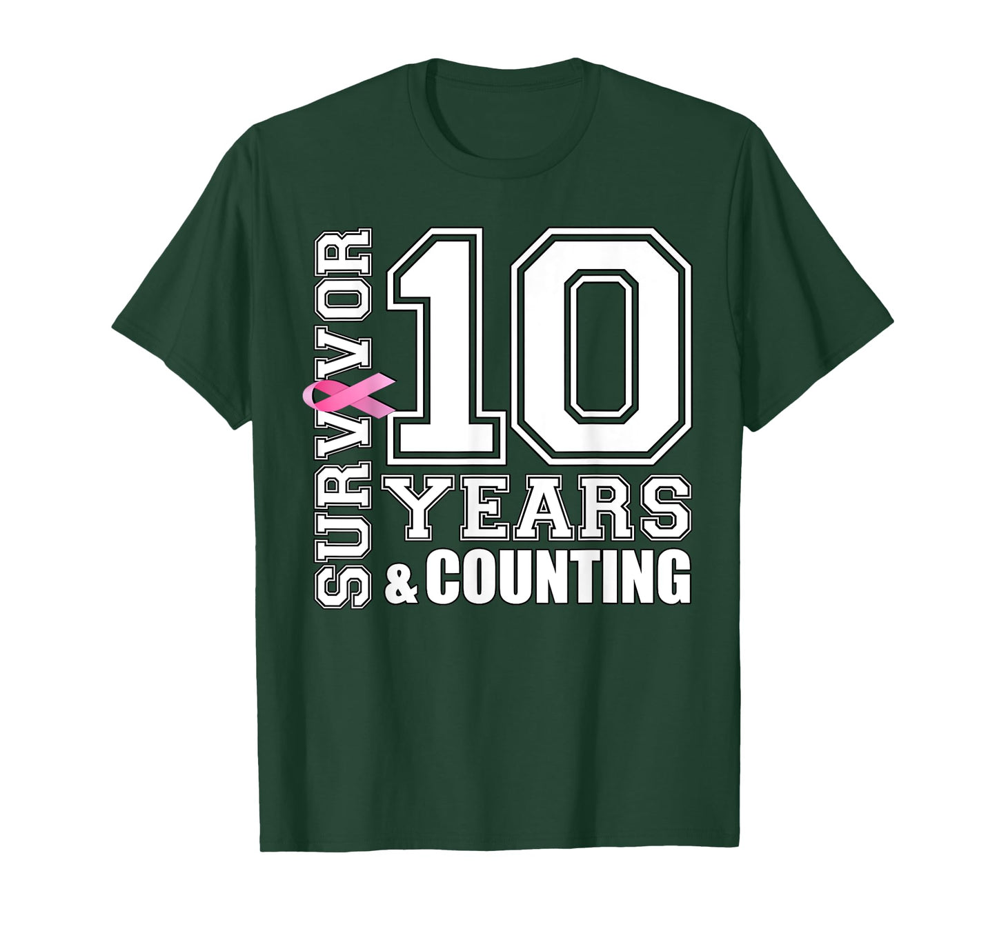 10 Years Breast Cancer Survivor Pink Ribbon Gifts For Women T-Shirt