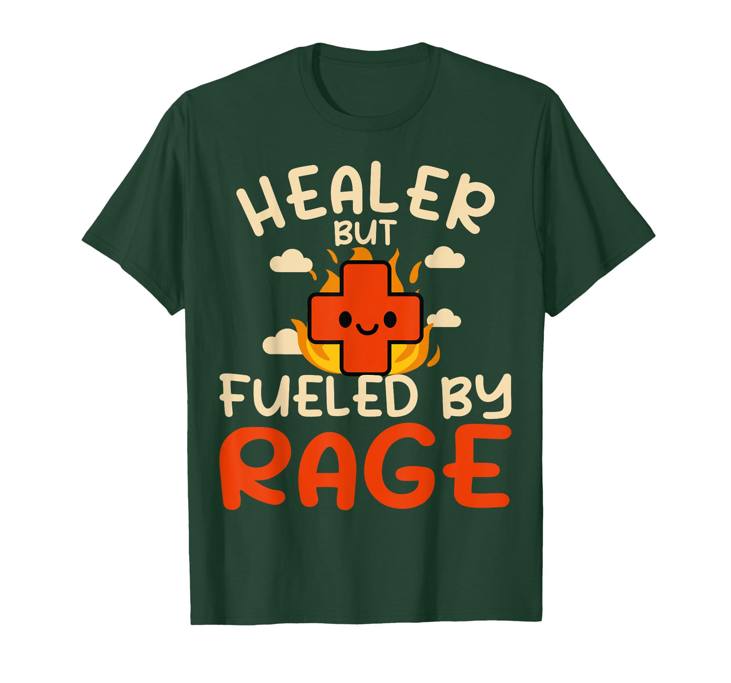 Healer But Fueled By Rage RPG Gamer Heals Doctor Cute Nurse T-Shirt