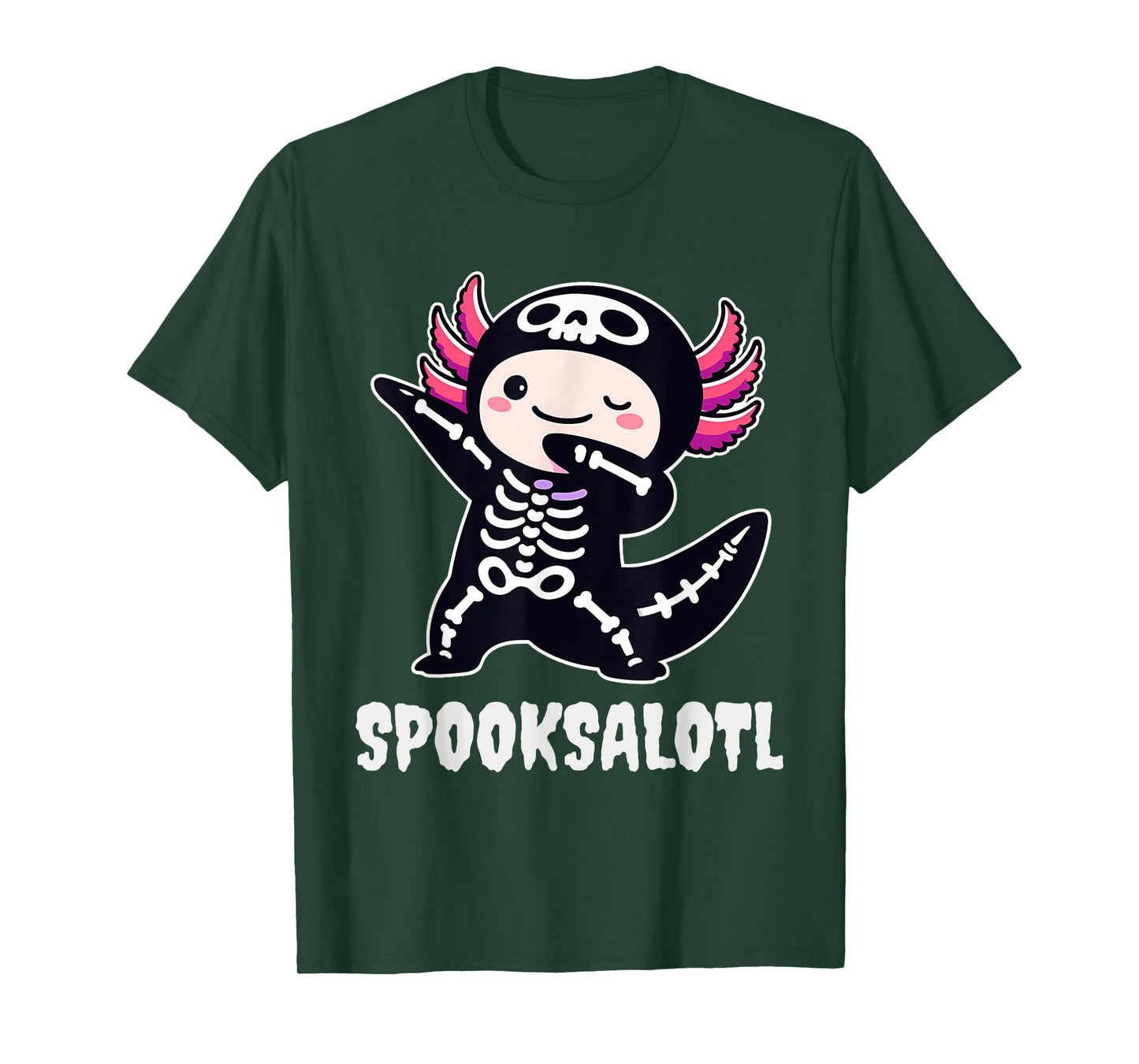 Spooksalotl Axolotl Skeleton Halloween for Kids Boys Girls T-Shirt