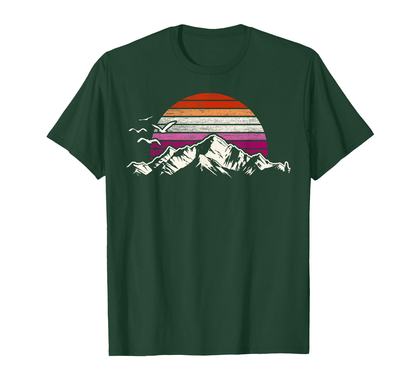 Retro Mountain Sunset Lesbian Pride Adventure T-Shirt