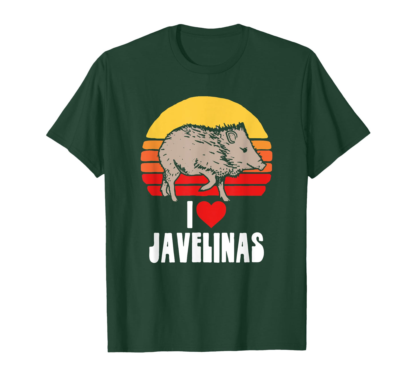 I Love Javelinas Vintage Retro 80s Sunset Cute Heart Arizona T-Shirt