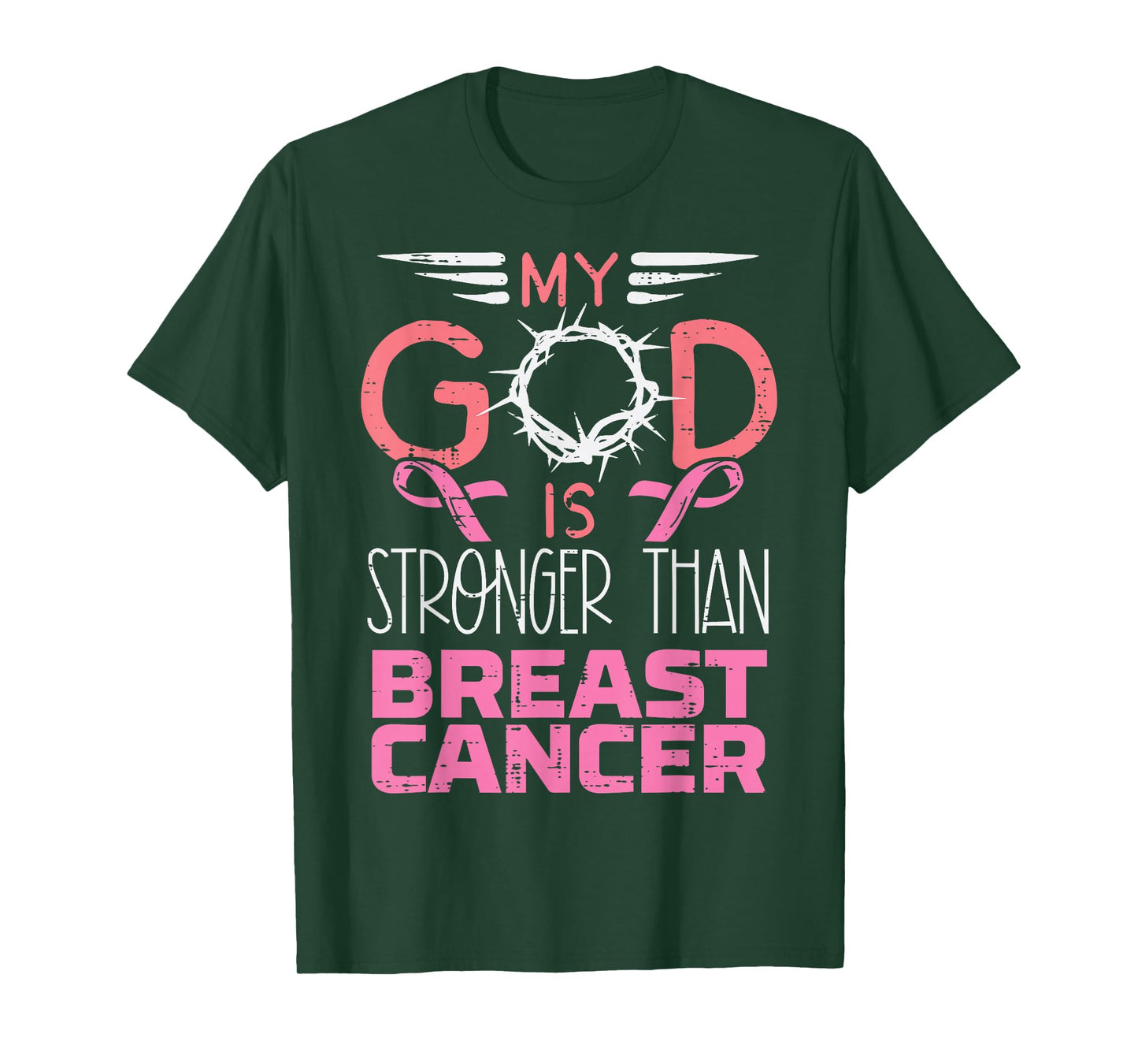 My God Stronger Than Breast Cancer Awareness Christian Women T-Shirt