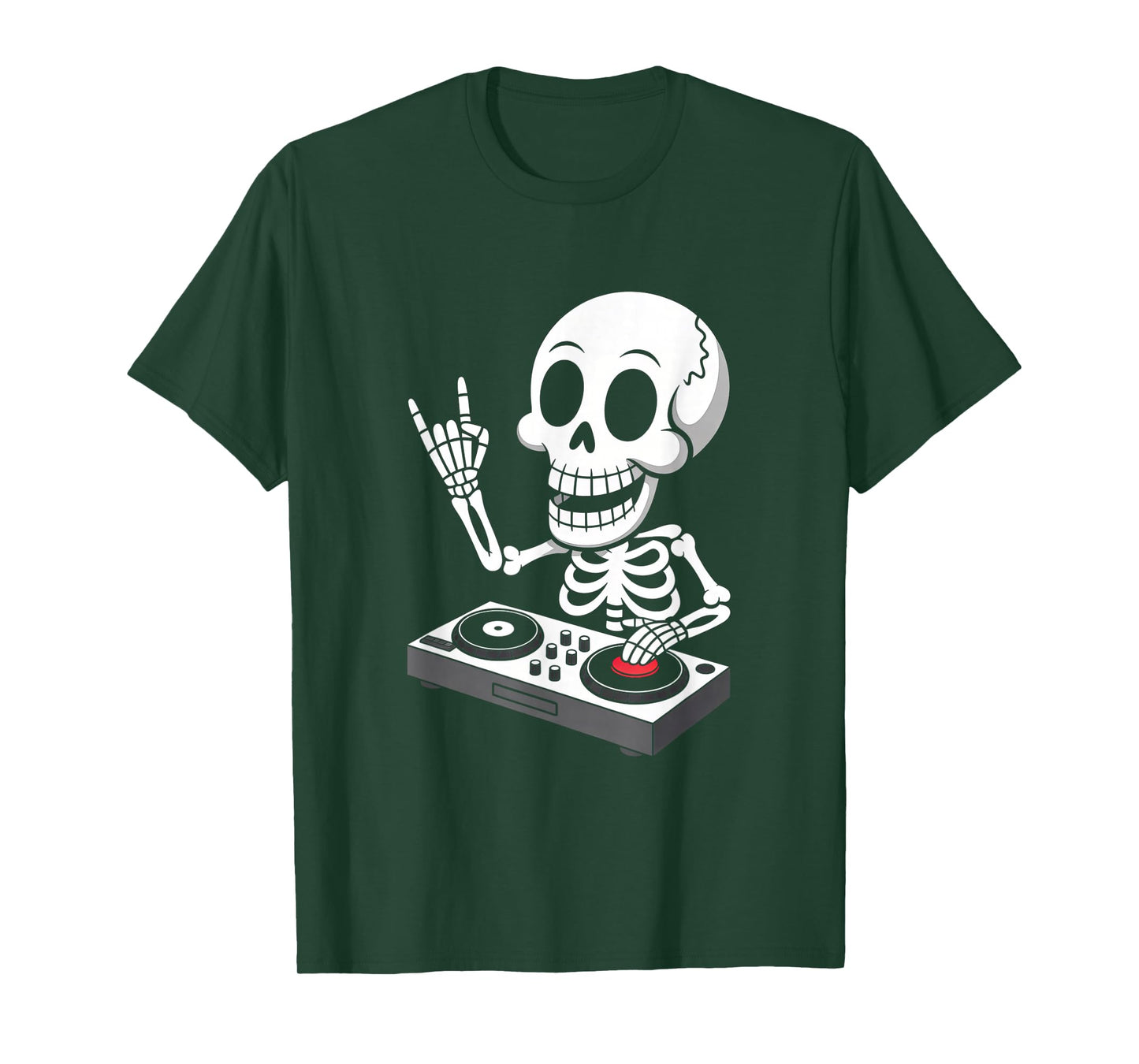 Skeleton DJ on Turntables EDM Synthesizer Rave Music Ghost T-Shirt