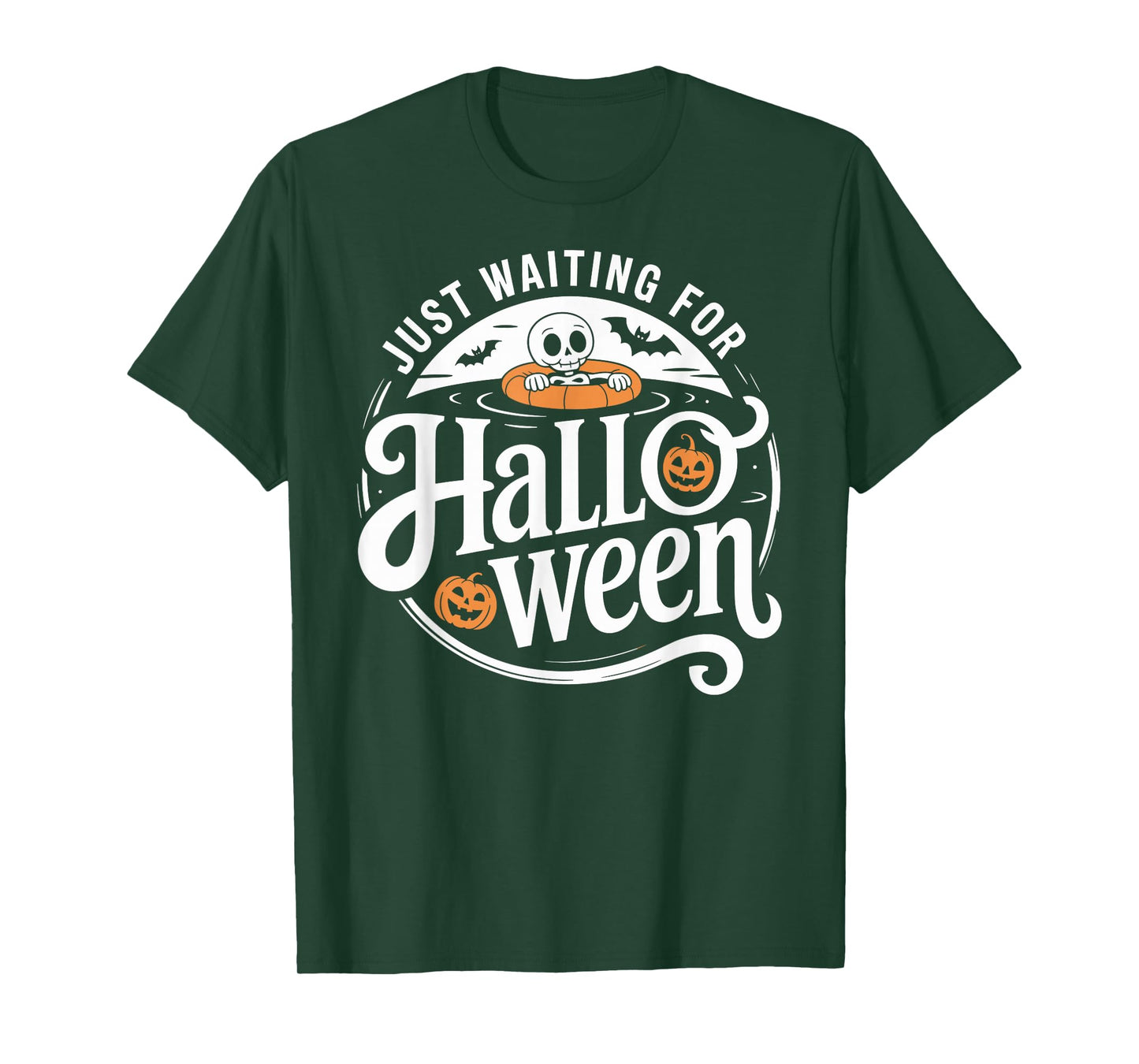 Just Waiting for Halloween Skeleton Pumpkin Cute T-Shirt