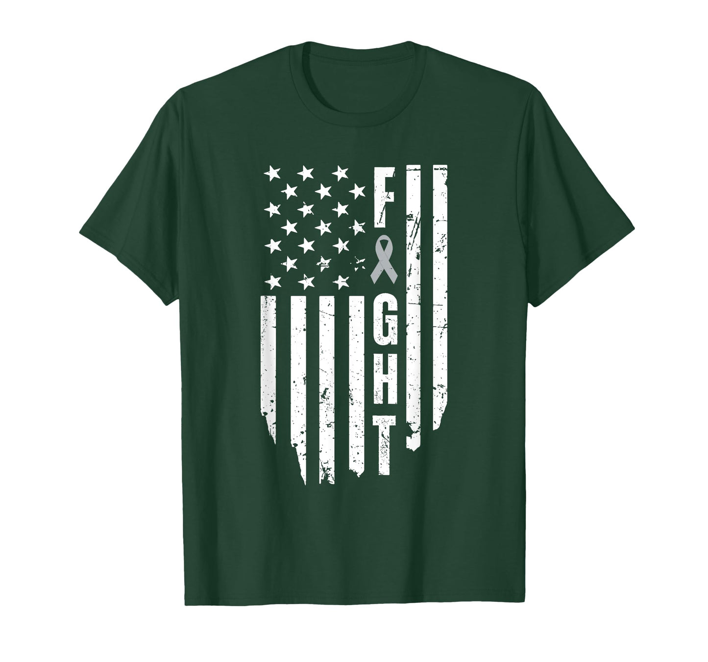 Patriotic US American Flag Fight Brain Cancer Awareness T-Shirt