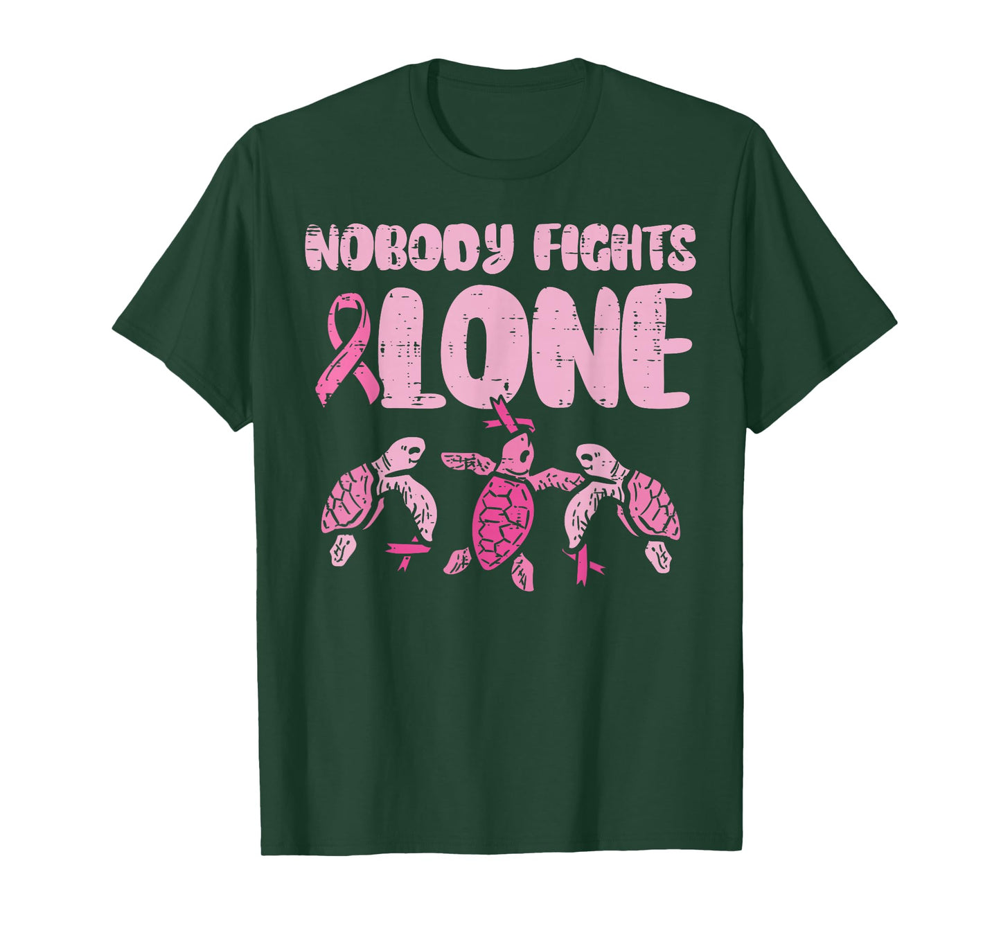 Nobody Fights Alone Turtles Breast Cancer Awareness T-Shirt