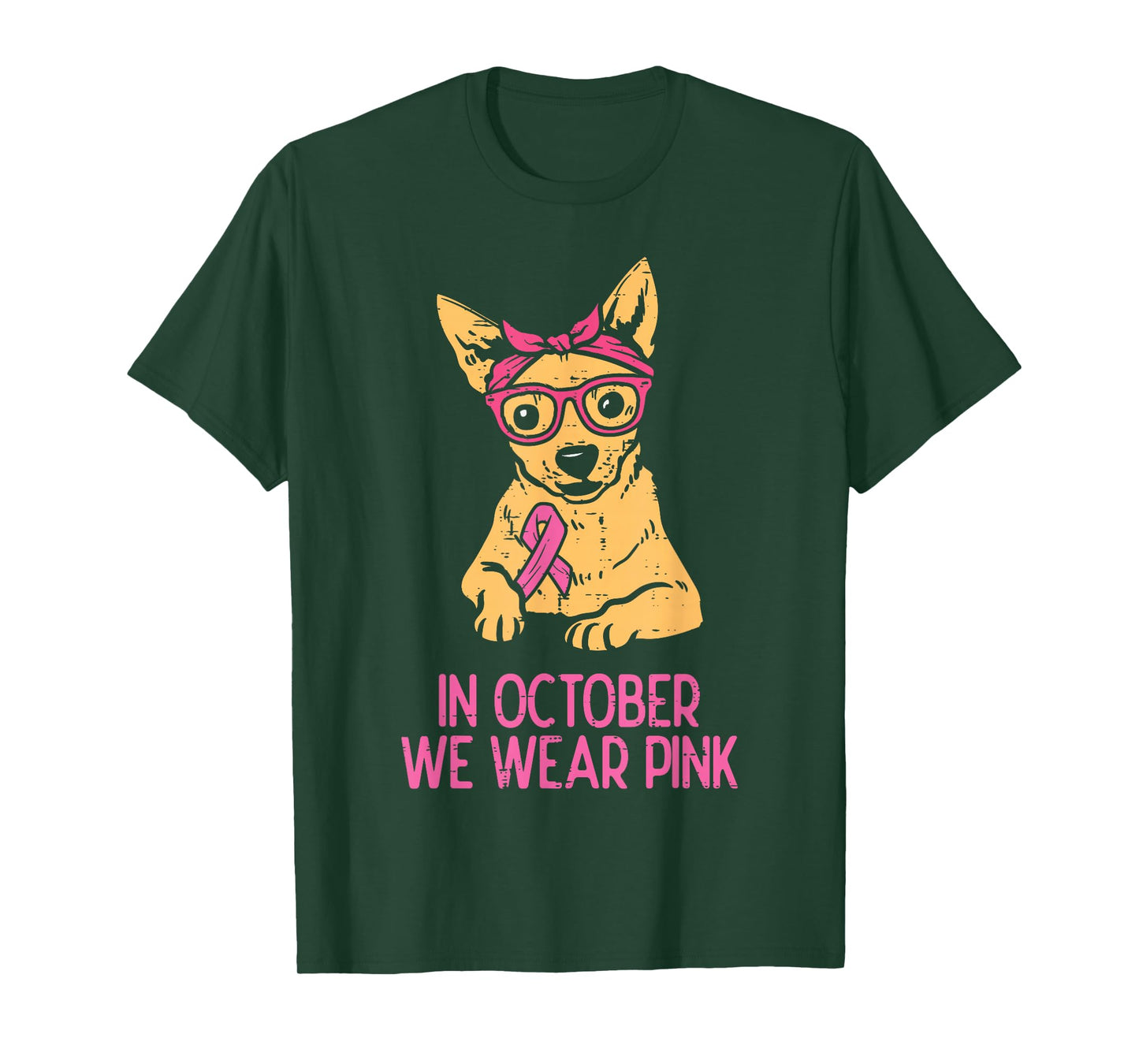 October We Wear Pink Chihuahua Dog Breast Cancer Awareness T-Shirt