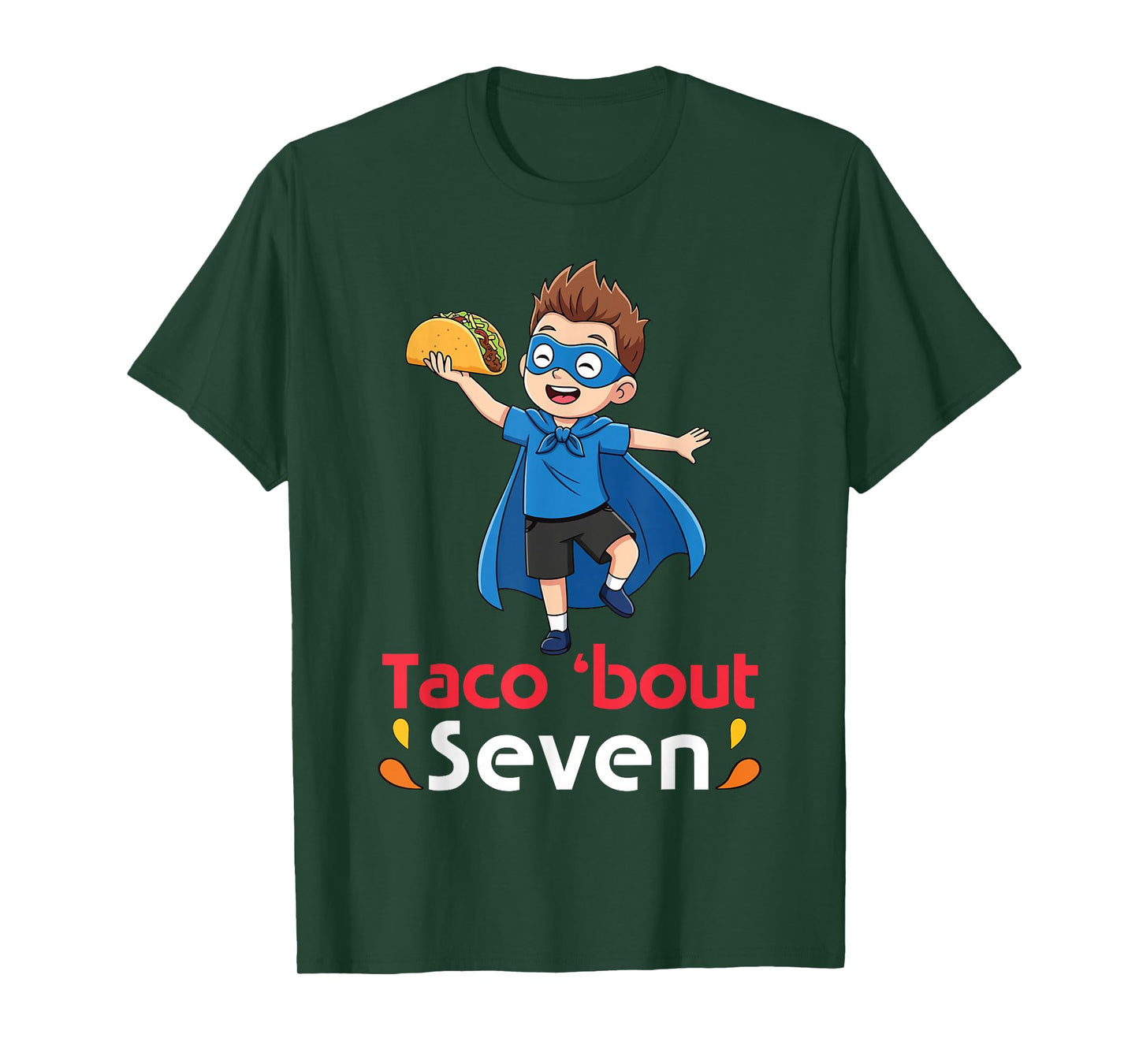 Cute Boy with Tacos Happy Birthday Taco Bout 7 Years Old T-Shirt