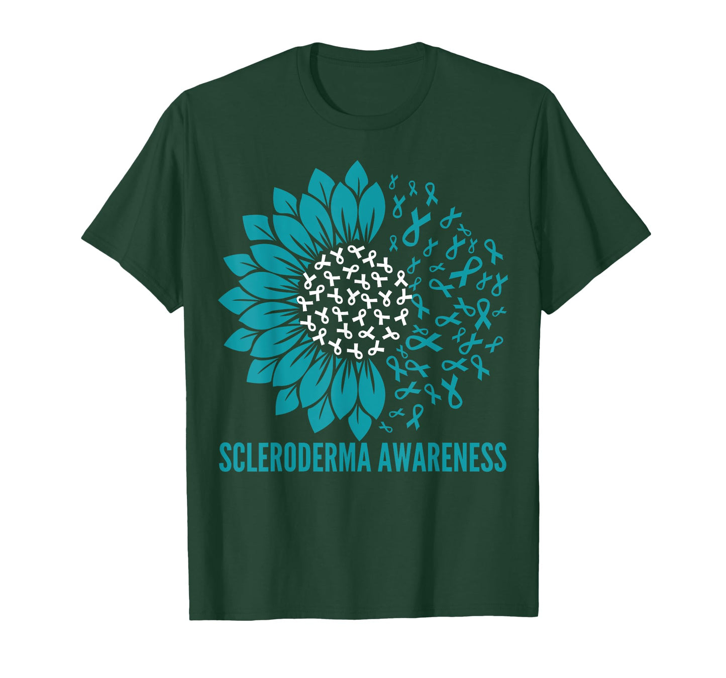 Scleroderma Awareness Sunflower Ribbon Teal T-Shirt