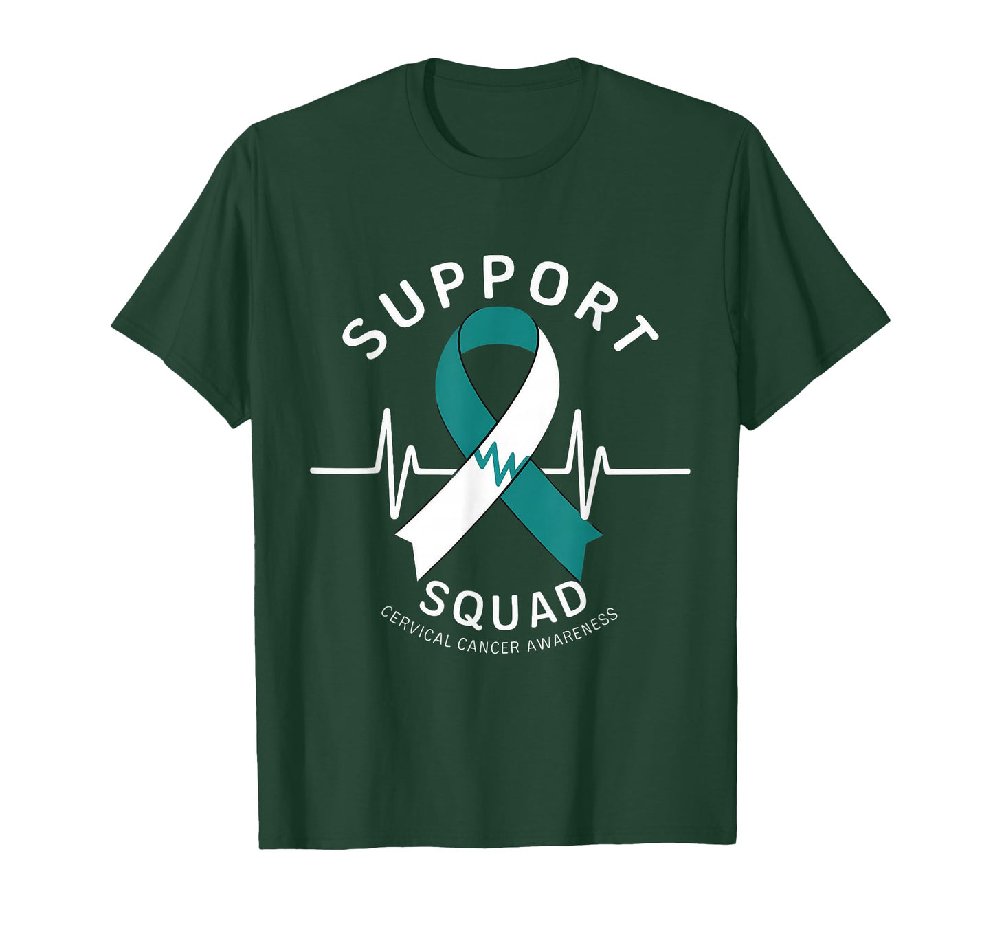 Cervical Cancer Awareness Teal Ribbon Support Squad Pulse T-Shirt