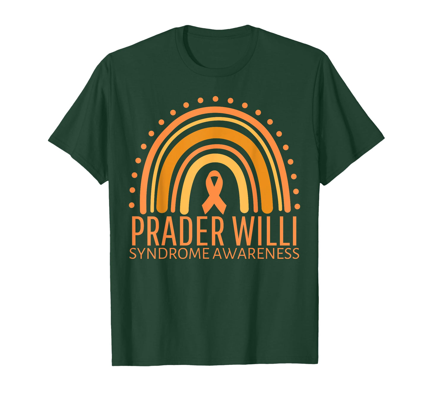 Prader Willi Syndrome Awareness Month Rainbow Orange Ribbon T-Shirt