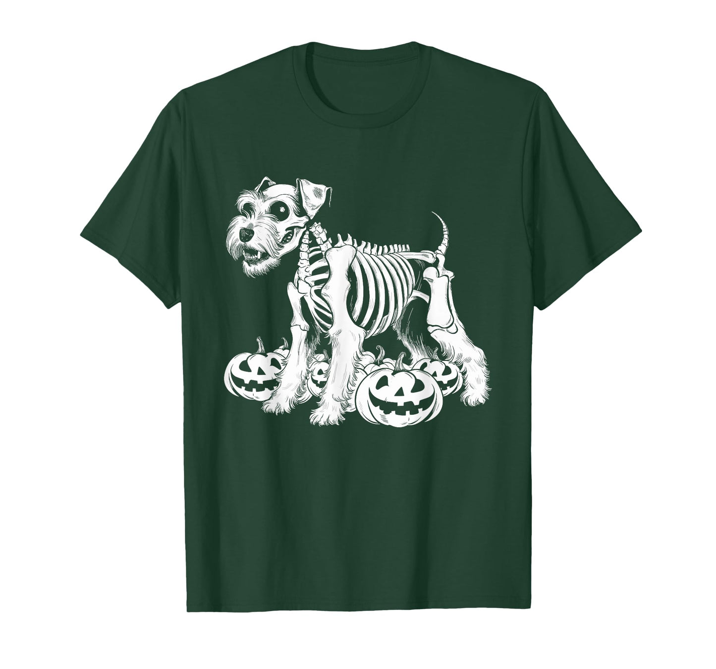 Miniature Schnauzer Skeleton Birthday Halloween Mens Womens T-Shirt
