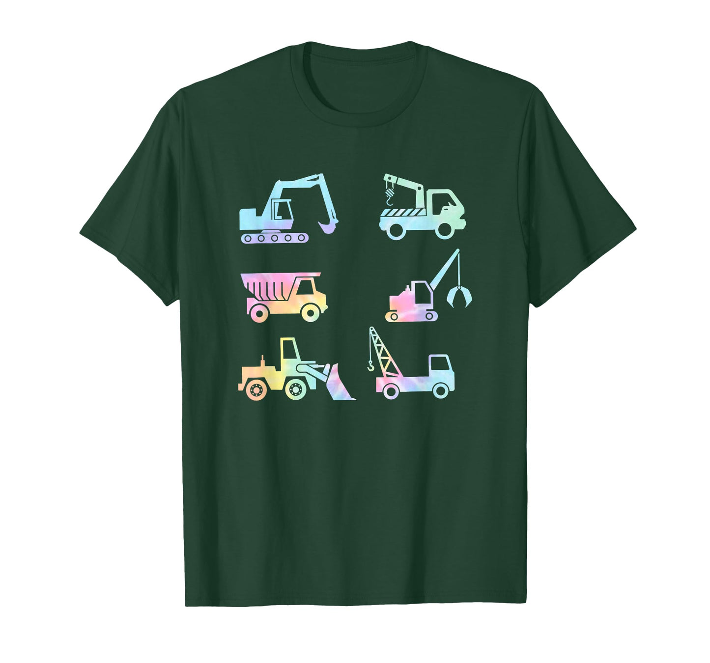 Boys Kids Toddlers Adults Funny Construction Trucks Tie Dye T-Shirt