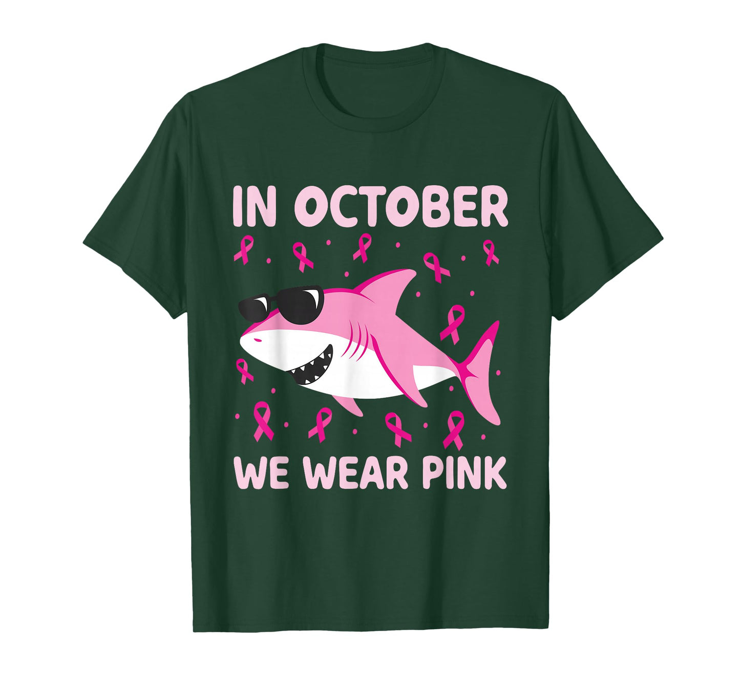 Breast Cancer Shirts Kids Shark In October We Wear Pink Boys T-Shirt