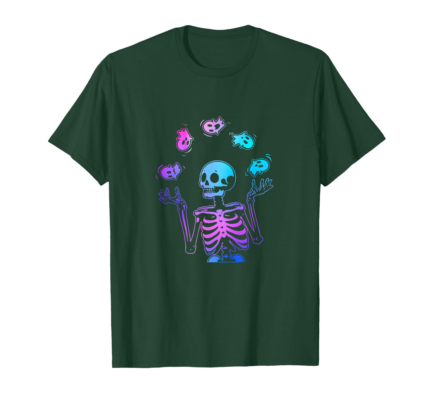 Skeleton Juggling Ghosts Halloween T-Shirt