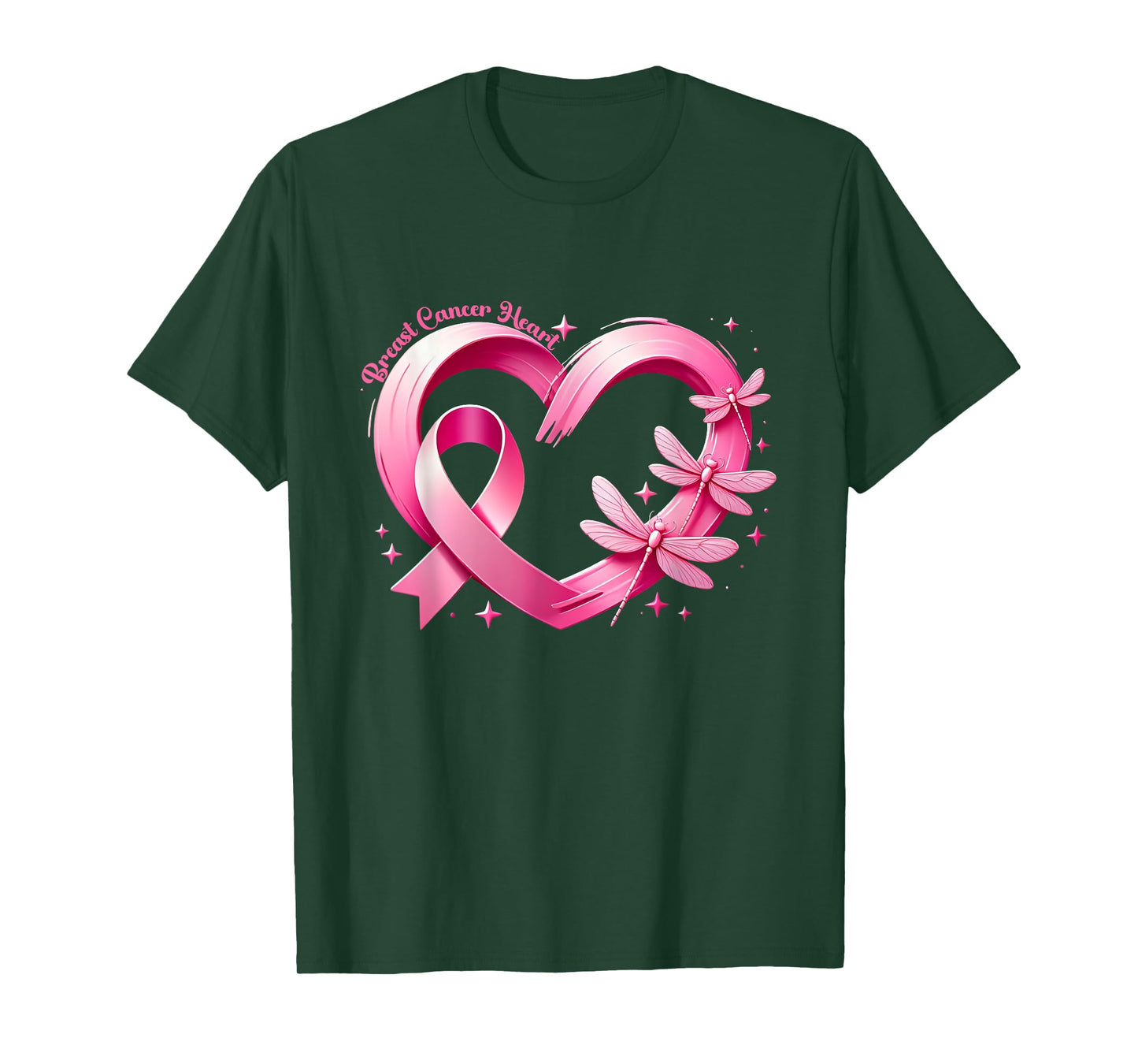 Heart Dragonflies Breast Cancer Awareness Women Kids Men T-Shirt