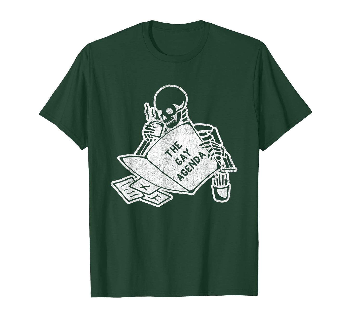 Skeleton Reading The Books Name That The Gay Agenda T-Shirt