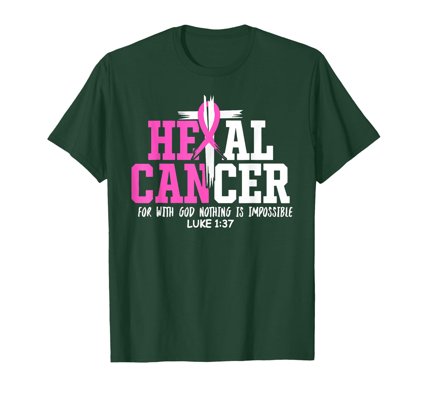Heal Cancer Believe God Vintage Breast Cancer Awareness T-Shirt