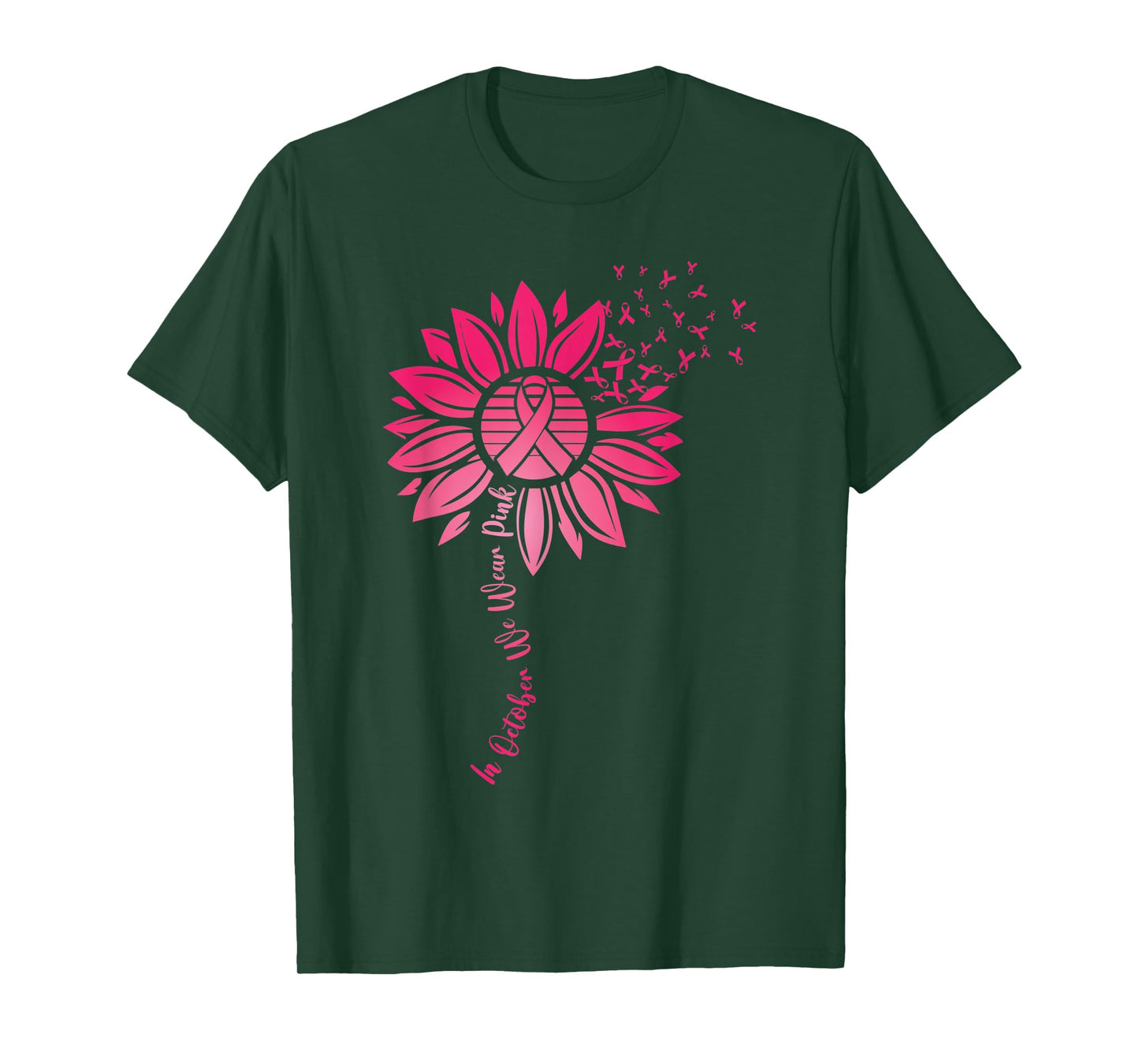 in October we Wear Pink Sunflower Breast Cancer Awareness T-Shirt