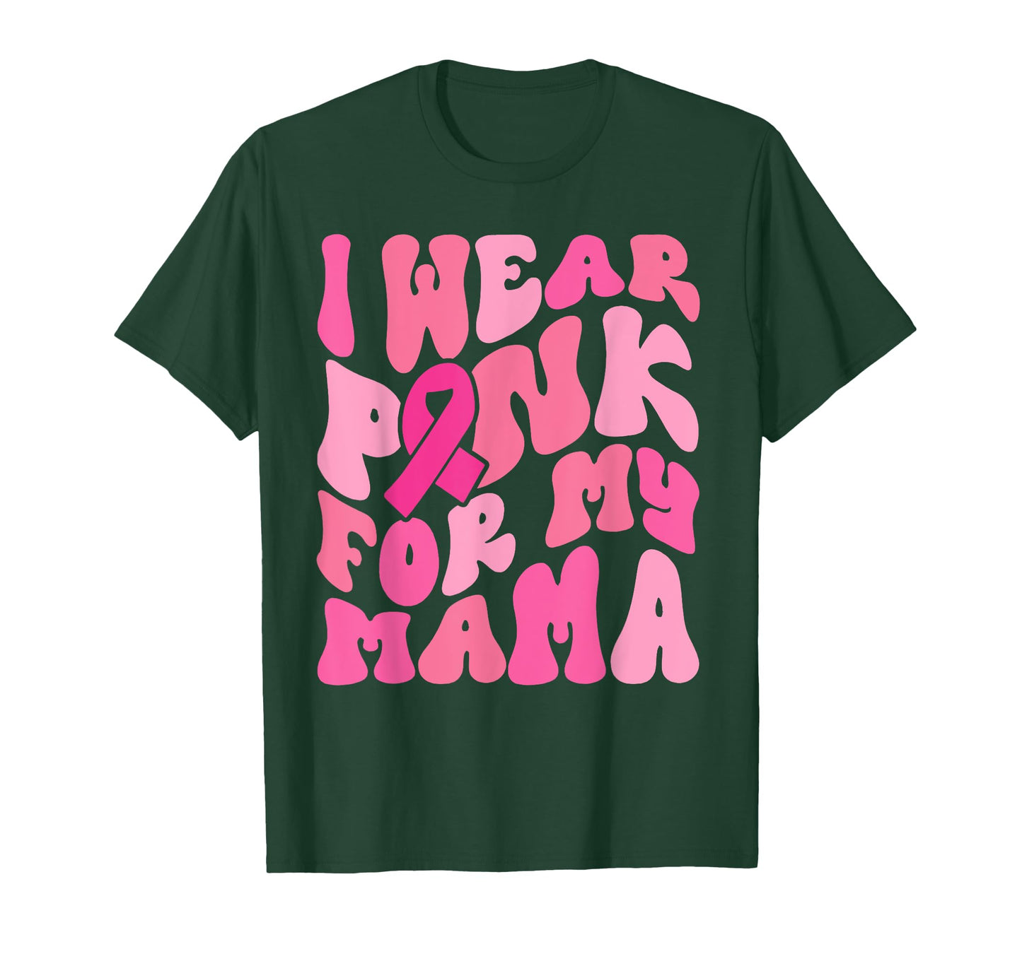 I Wear Pink for My Mama Breast Cancer Awareness Ribbon Retro T-Shirt