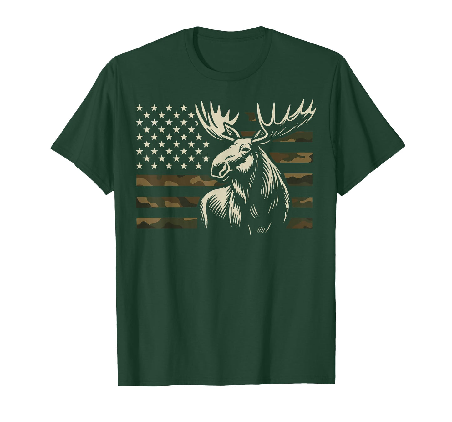 Moose USA Flag Alaska Wildlife T-Shirt